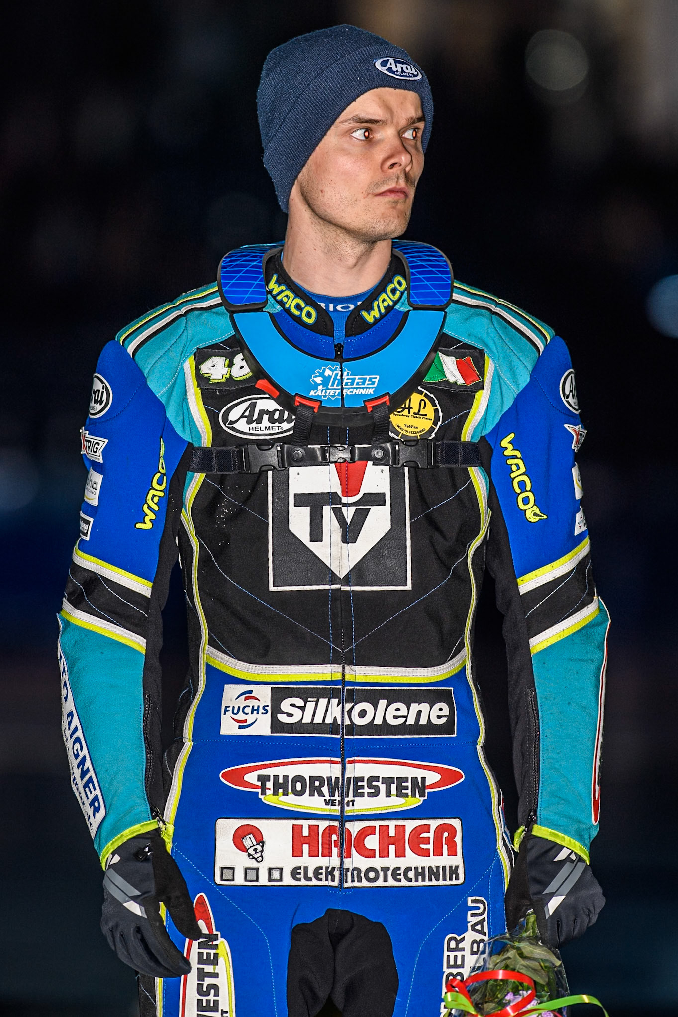 Luca Bauer (48) of Germany during the FIM Ice Speedway Gladiators World Championship, Final 3 at the Ice Stadium, Thialf, Heerenveen on Saturday 5th April 2025. (Photo: Ian Charles | MI News)