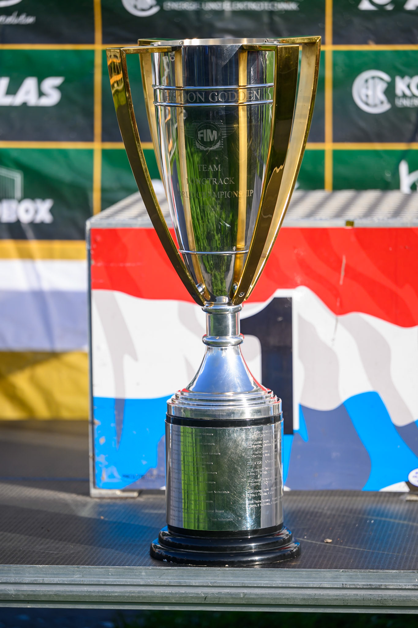 The Long Track of Nations Trophy during the FIM Long Track of Nations 2026 at the Speed Centre Roden in the Netherlands on Sunday 20th September 2026. (Photo: Ian Charles | MI News)