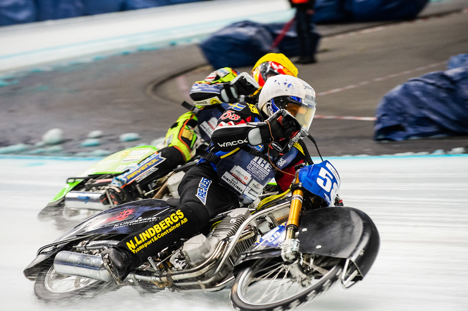Photo: Ian Charles

Stefan Svensson (58) leads Johann Weber (33)  

FIM Ice Speedway Gladiators World Championship, Event 4.1, Max-Aicher-Arena, Inzell, Germany, Saturday 16 March 2019