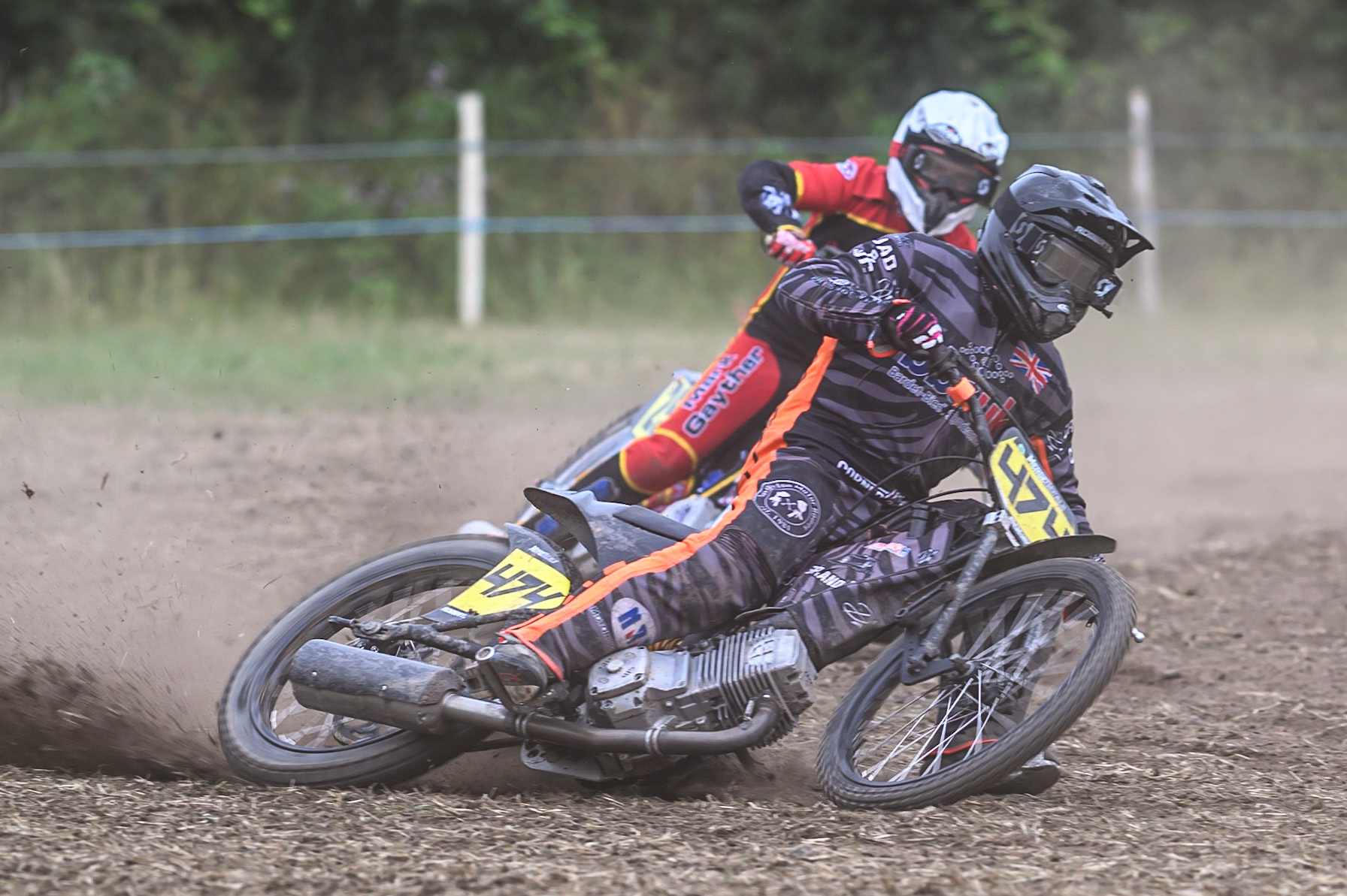 Jack Roberts (474) leading in the 500cc Class  during the ACU Northern Grass Track Riders Championship at Cheshire Grass Track Club, Frog Lane, Knutsford, Cheshire on Sunday 20th July 2025. (Photo: Ian Charles | MI News)