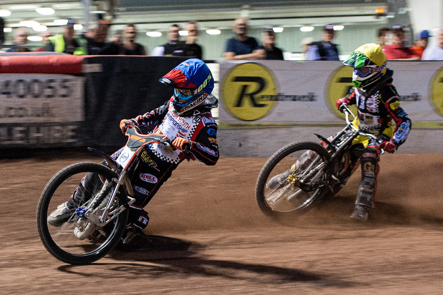 Photo: Ian Charles

Jordan Palin (Blue) leads Dan Thompson (Yellow)

Summer Speed Saturday & British Youth Speedway Championship Round 5, National Speedway Stadium, Manchester, Saturday 22 June 2019