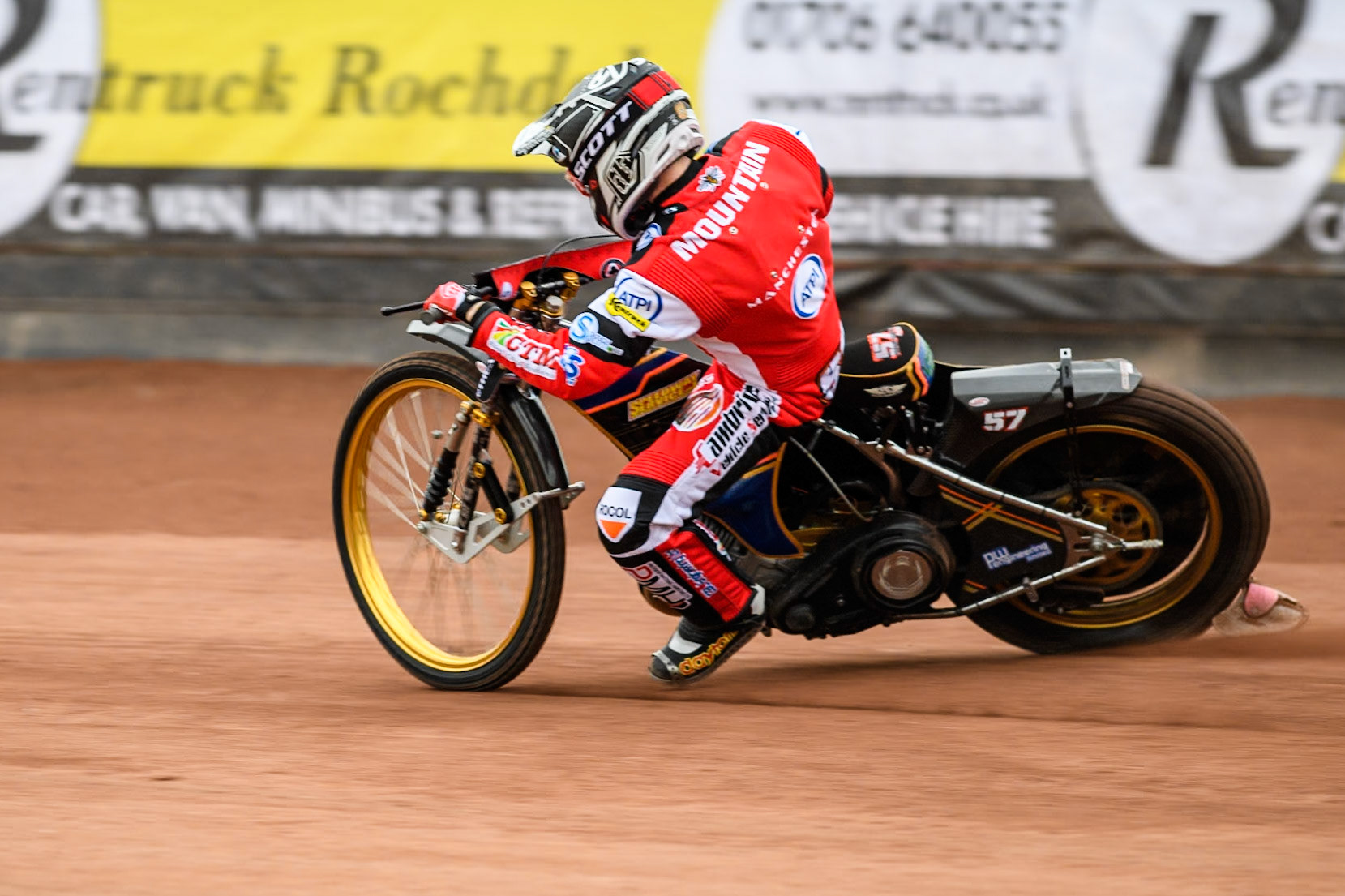 Belle Vue Aces' rider Connor Mountain in action during the Belle Vue Aces Media Day at the National Speedway Stadium, Manchester on Monday 11th March 2024. (Photo: Ian Charles | MI News)