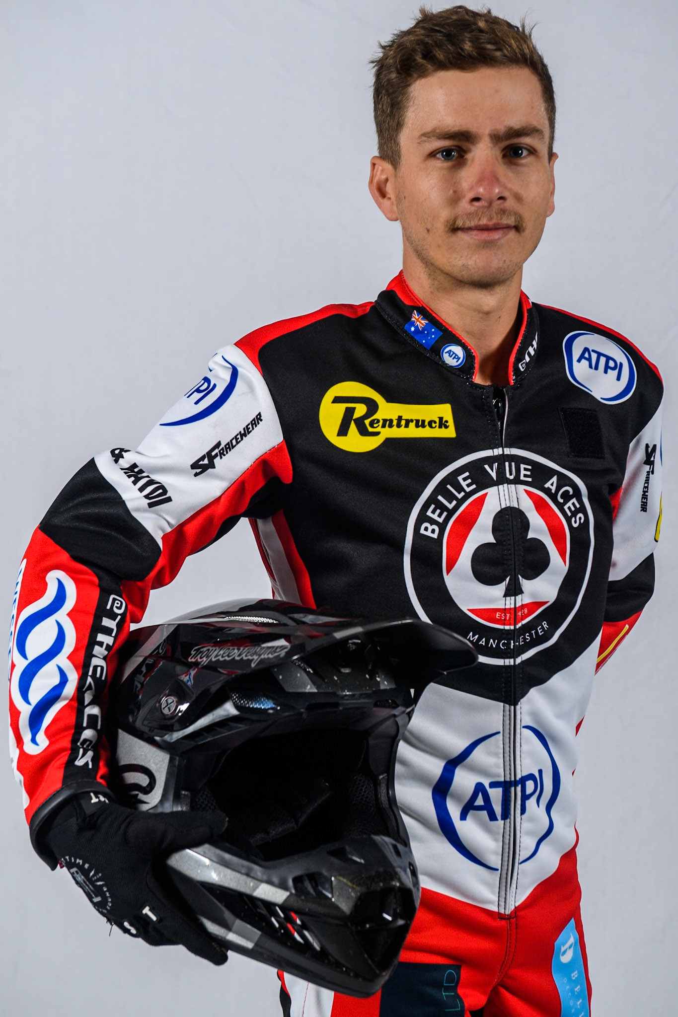 Belle Vue Aces' rider Ben Cook during the Belle Vue Aces Media Day at the National Speedway Stadium, Manchester on Monday 11th March 2024. (Photo: Ian Charles | MI News)