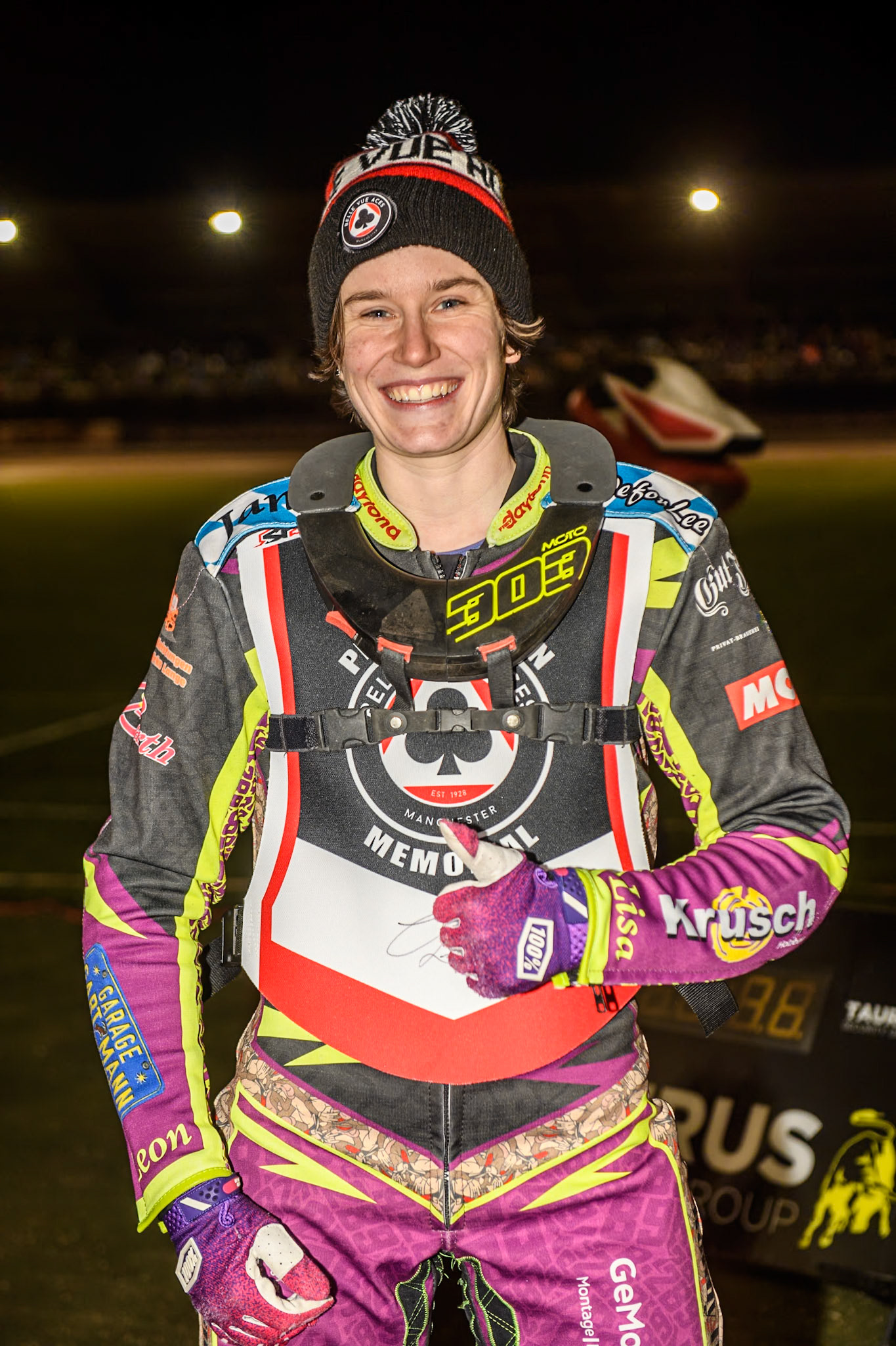 Germany's Celina Liebmann during the Peter Craven Memorial Trophy meeting at the National Speedway Stadium, Manchester on Monday 18th March 2024. (Photo: Ian Charles | MI News)