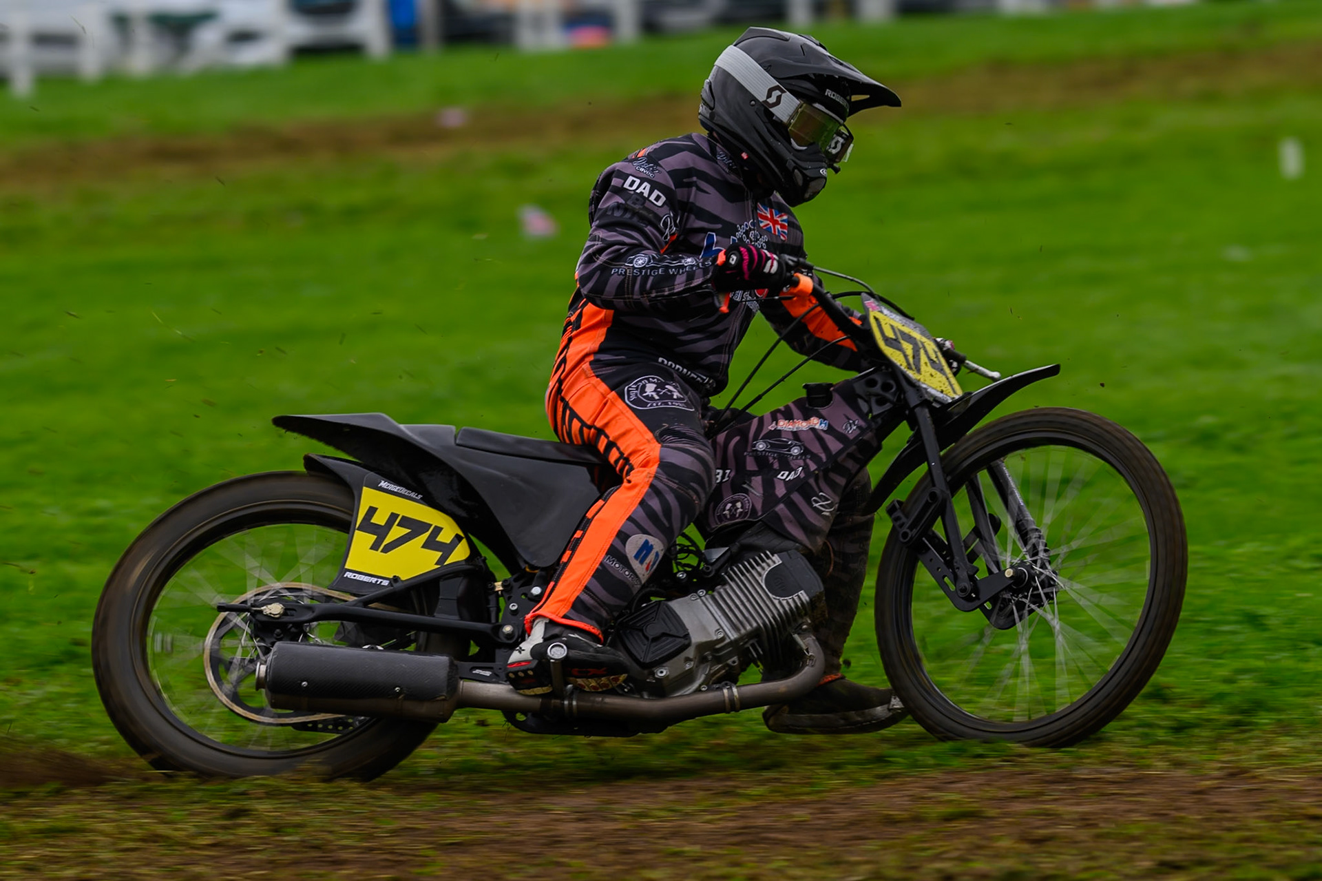 Jack Roberts (474) during practice for  the British Masters Grasstrack Championship at Lower Marsh Farm, Much Hoole, Preston in Lancashire, England on Sunday 13th September 2026. (Photo: Ian Charles | MI News)