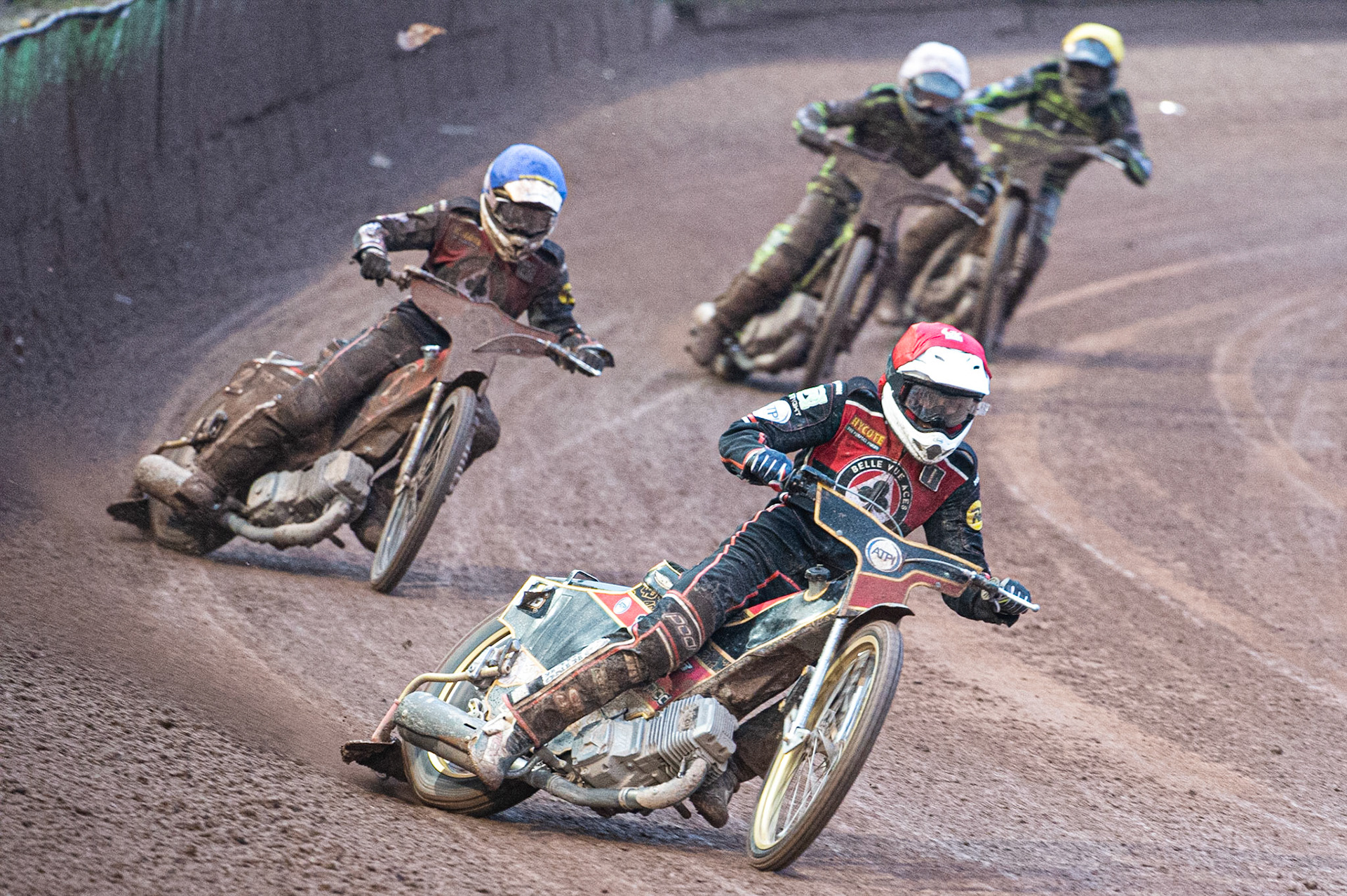 Photo by Ian Charles

Max Fricke  (Red) leads Jaimon Lidsey  (Blue) Danny King  (White) and Cameron Heeps  (Yellow)


Belle Vue Aces v Ipswich Witches, British Speedway Premiership, Belle Vue National Speedway Stadium, Manchester, Monday 8  July  2019