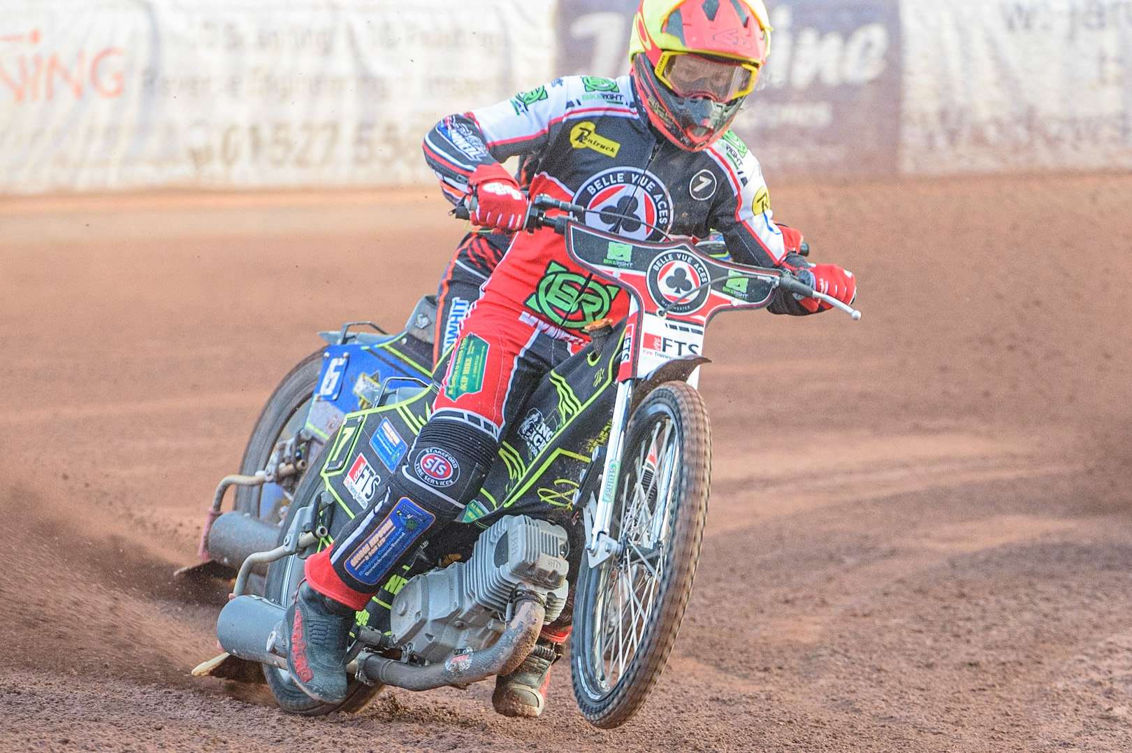 WOLVERHAMPTON, UK. JULY 26TH Tom Brennan  picks up some drive during the SGB Premiership match between Wolverhampton Wolves and Belle Vue Aces at the Ladbroke Stadium, Wolverhampton on Monday 26th July 2021. (Credit: Ian Charles | MI News)