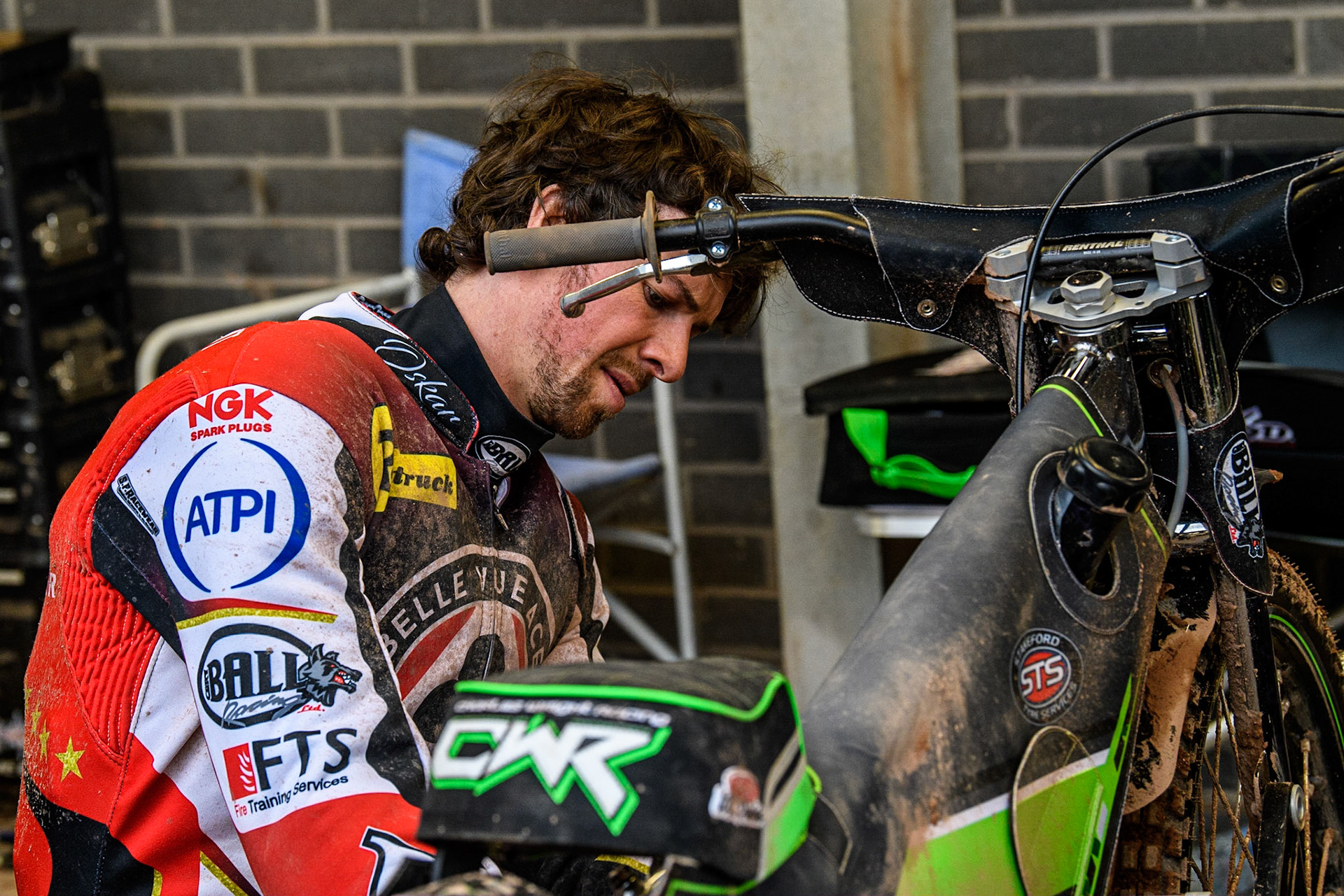 Charles Wright   works on his bike during the SGB Premiership match between Belle Vue Aces and Leicester Lions at the National Speedway Stadium, Manchester on Monday 1st May 2023. (Photo: Ian Charles | MI News)