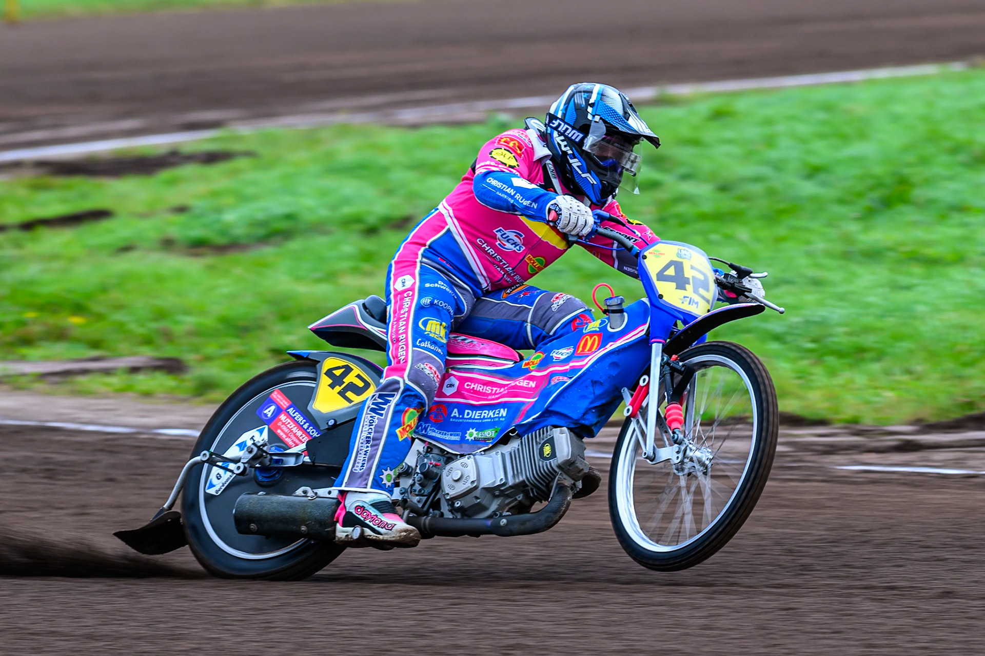 Stephan Katt (42) of Germany practices during the FIM Long Track World Championship Final 4, at the Speed Centre Roden, Netherlands on Sunday 21st September 2025. (Photo: Ian Charles | MI News)