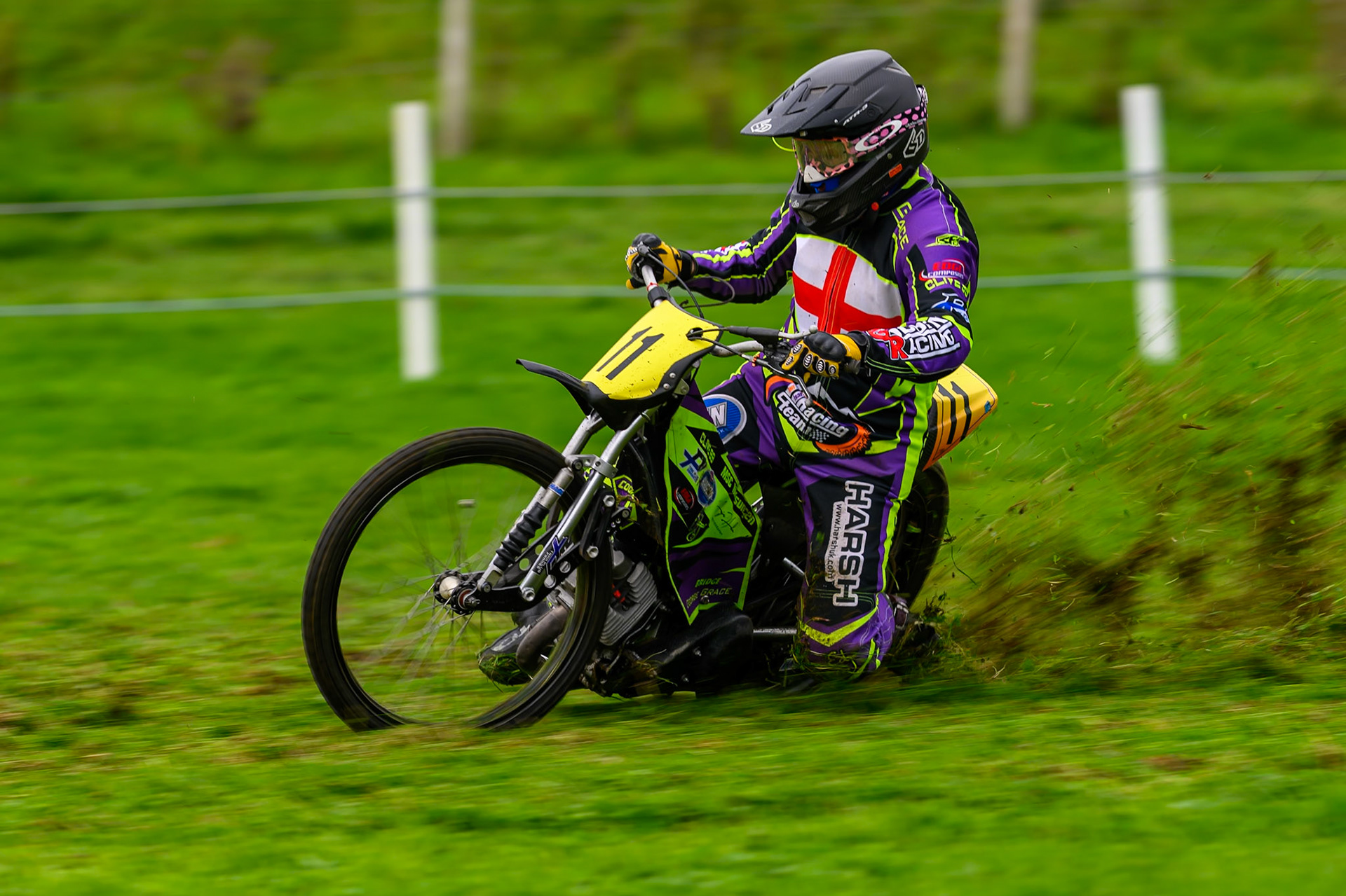 Paul Cooper (11) during practice for  the British Masters Grasstrack Championship at Lower Marsh Farm, Much Hoole, Preston in Lancashire, England on Sunday 13th September 2026. (Photo: Ian Charles | MI News)