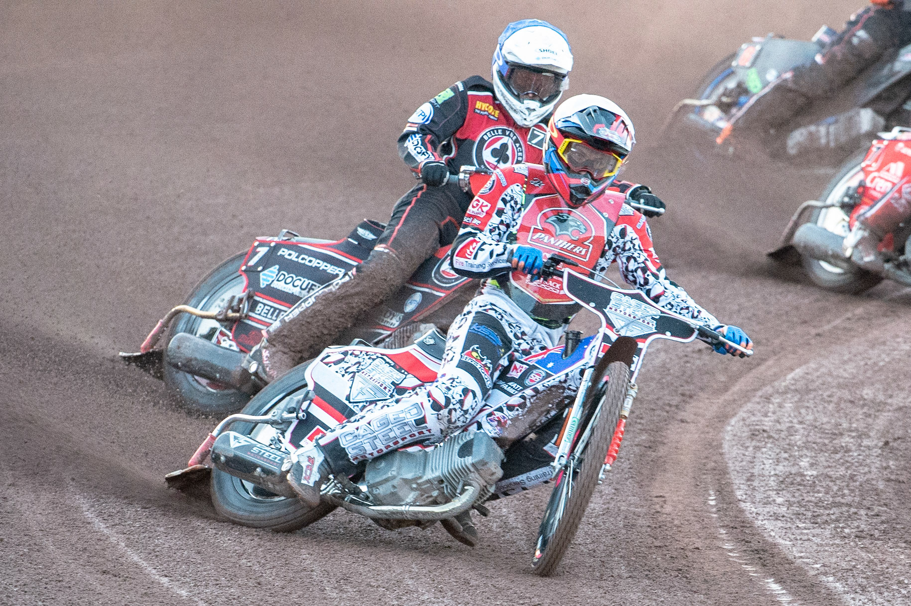 Photo by Ian Charles:

Aaron Summers (White) leads Jaimon Lidsey (Blue)

Belle Vue Aces v Peterborough Panthers, National Speedway Stadium, Manchester, Wednesday, 10, April, 2019