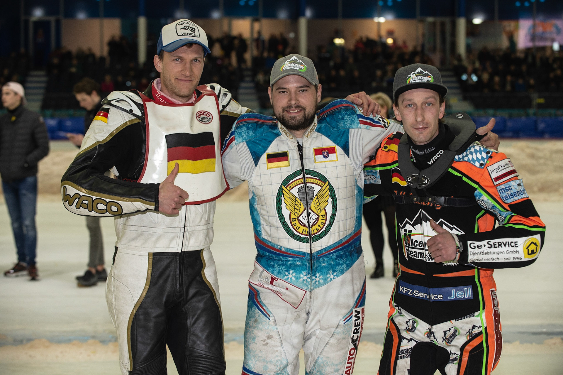 Photo: Ian Charles

German Riders (l-r) Franz Mayerbüchler, Marc Geyer, Markus Jell

Roelof Thijs Bokaal, Ice Rink Thialf, Heerenveen, Netherlands Friday  29  March  2019