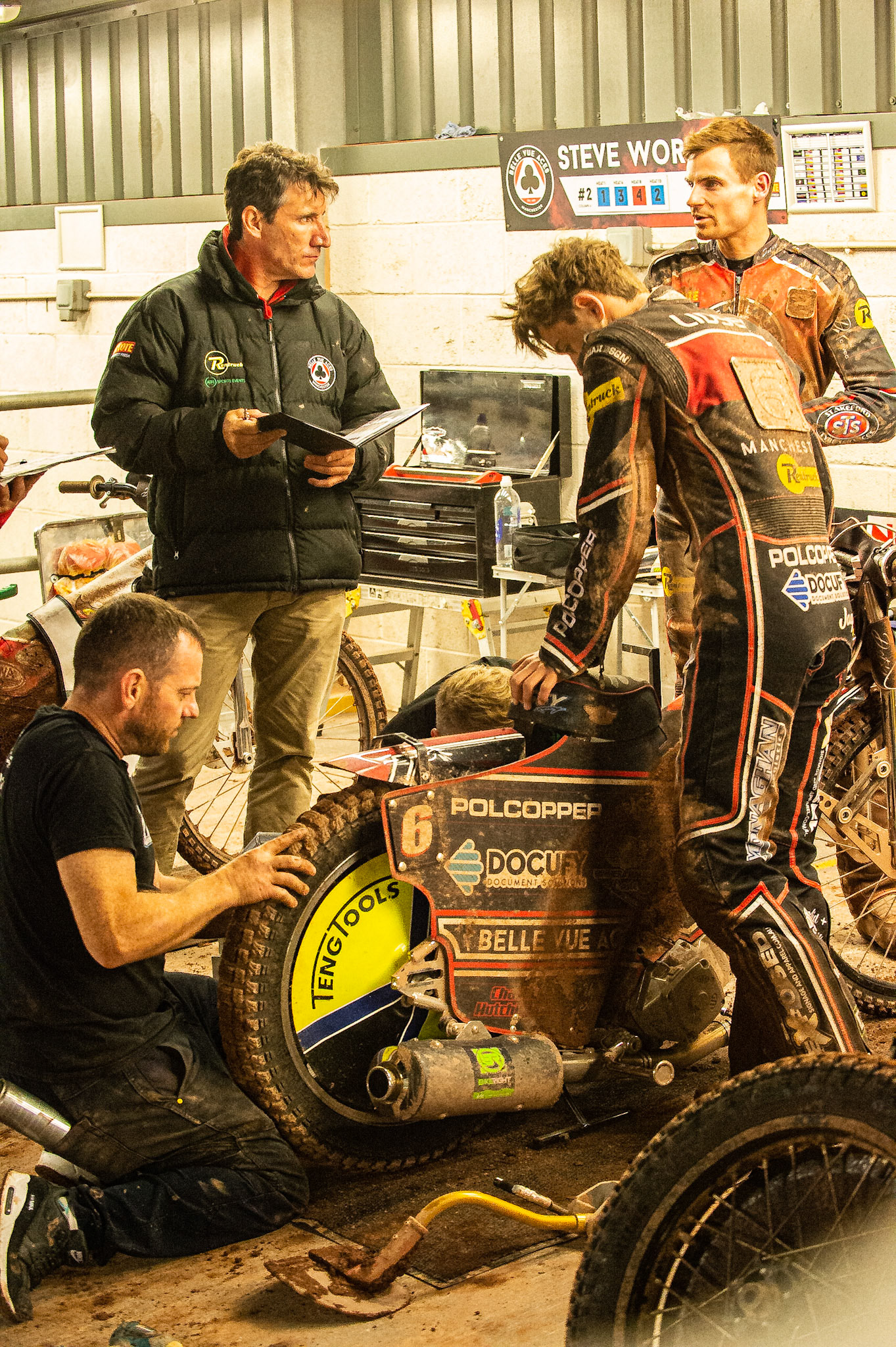Photo by Ian Charles:

Mark Lemon (left) with Steve Worrall  and Jaimon Lidsey 

Belle Vue Aces v Wolverhampton Wolves, SGB Premiership, National Speedway Stadium, Manchester, Monday, 19, August, 2019