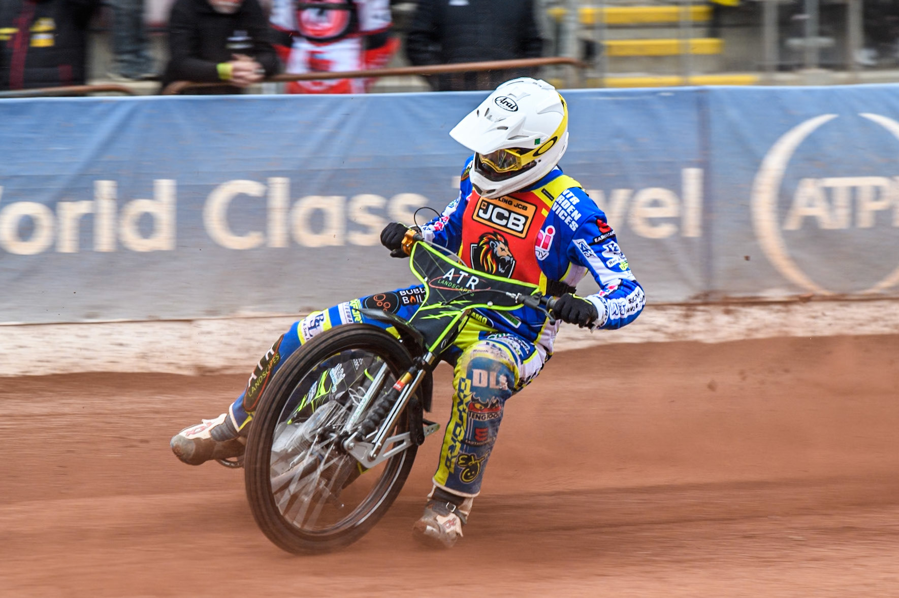Leicester Lion Cubs' Guest Rider Darryl Ritchings in action during the WSRA National Development League match between Belle Vue Colts and Leicester Lion Cubs at the National Speedway Stadium, Manchester on Friday 18th April 2025. (Photo: Ian Charles | MI News)