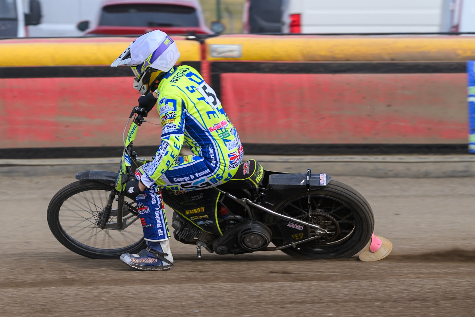 Darryl Ritchings of Oxford Chargers gets out of shape as he hits a rut during the WSRA National Development League match between Buxton Bulls and Oxford Chargers at Hi-Edge Speedway, Buxton on Sunday 2nd August 2026. (Photo: Ian Charles | MI News)