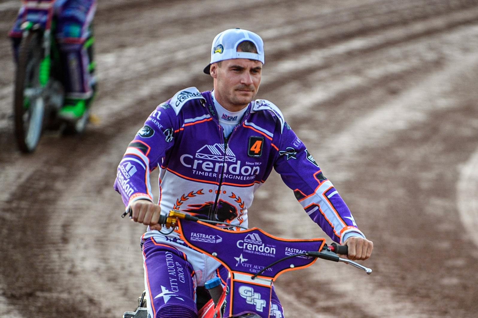 Richie Worrall on the pre match parade during the Sports Insure Premiership match between Belle Vue Aces and Peterborough at the National Speedway Stadium, Manchester on Monday 19th June 2023. (Photo: Ian Charles | MI News)