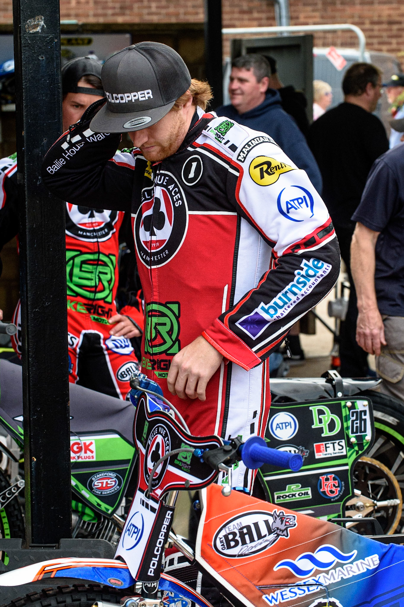 SHEFFIELD, UK. JULY 1ST     Brady Kurtz  in the pits at Sheffield during the SGB Premiership match between Sheffield Tigers and Belle Vue Aces at Owlerton Stadium, Sheffield on Thursday 1st July 2021. (Credit: Ian Charles | MI News)