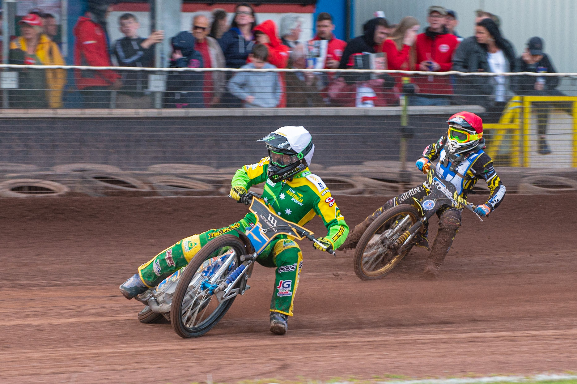 Photo by Ian Charles:

Chris Holder (White) leads Tero Aarnio (Red)

FIM Speedway Grand Prix World Championship - Qualifying Round 1, Peugeot Ashfield Stadium, Glasgow, 8 June 2019