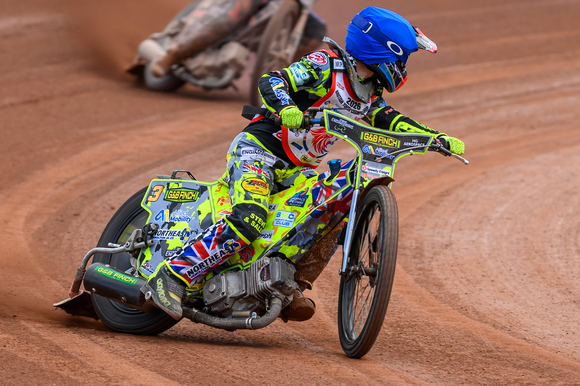 BRITISH YOUTH CHAMPIONSHIP (250cc): Archie Rolph (3) in action during the British Youth Speedway Championship at the National Speedway Stadium, Manchester on Sunday 10th May 2026. (Photo: Ian Charles | MI News)