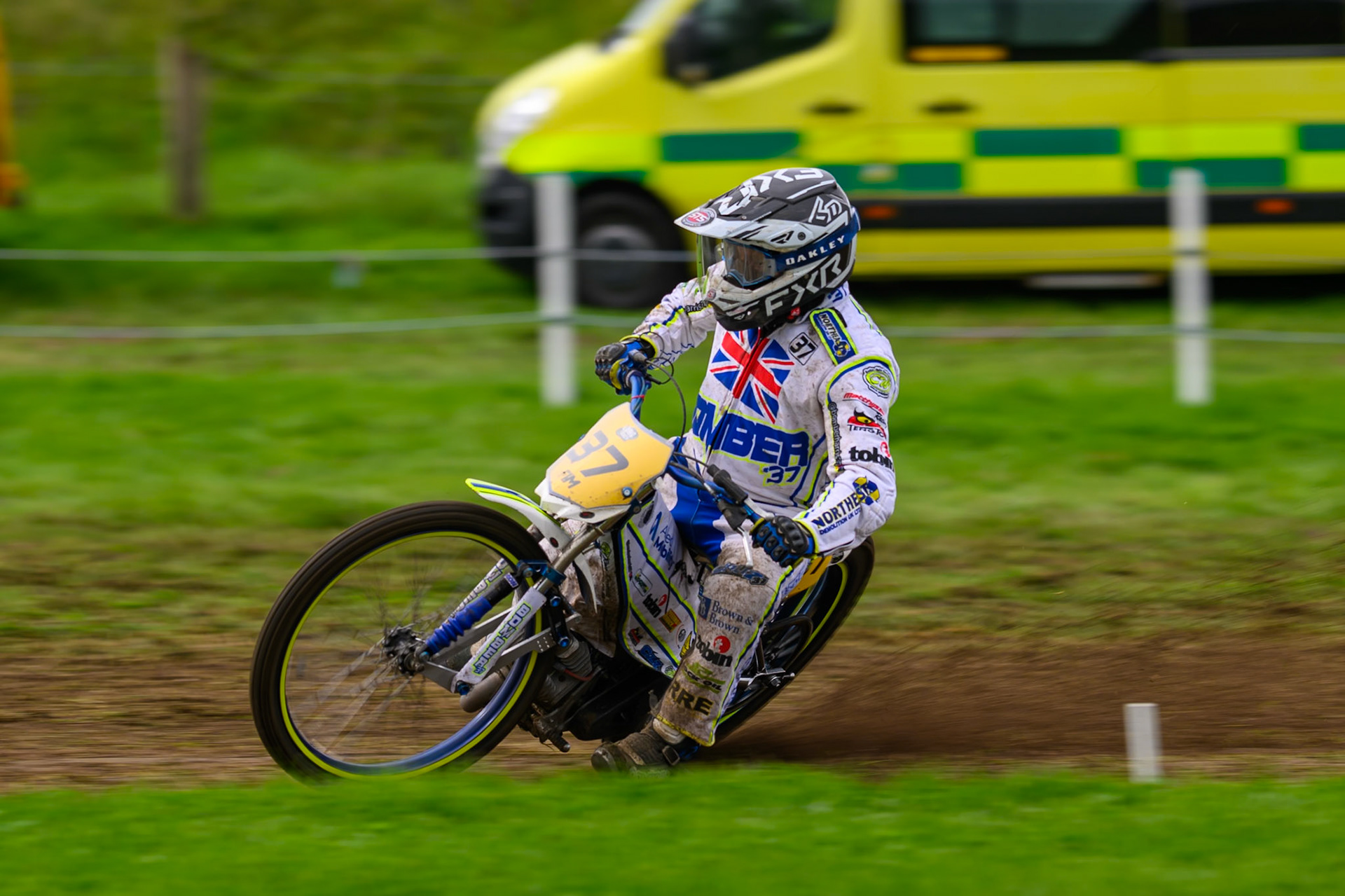 British Masters (Solos): Chris Harris (37) during the British Masters Grasstrack Championship at Lower Marsh Farm, Much Hoole, Preston in Lancashire, England on Sunday 13th September 2026. (Photo: Ian Charles | MI News)
