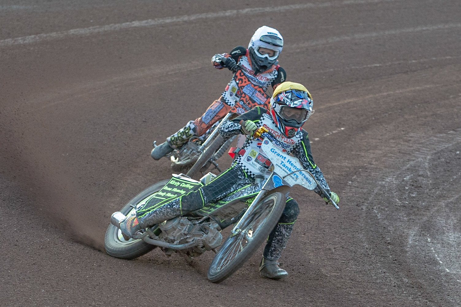 Photo: Ian Charles

Ace Pijper (Yellow) leads Cooper Rushen (White)

Summer Speed Saturday & British Youth Speedway Championship Round 5, National Speedway Stadium, Manchester, Saturday 22 June 2019