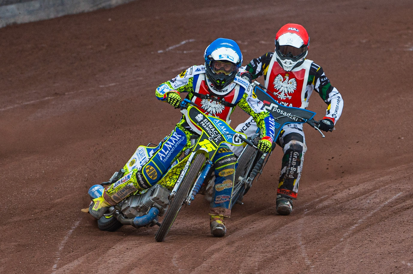 Photo by Ian Charles:

Bartosz Smektała (Blue) leads fellow countryman Sebastian Niedźwiedź (Red)

FIM Speedway Grand Prix World Championship - Qualifying Round 1, Peugeot Ashfield Stadium, Glasgow, 8 June 2019
