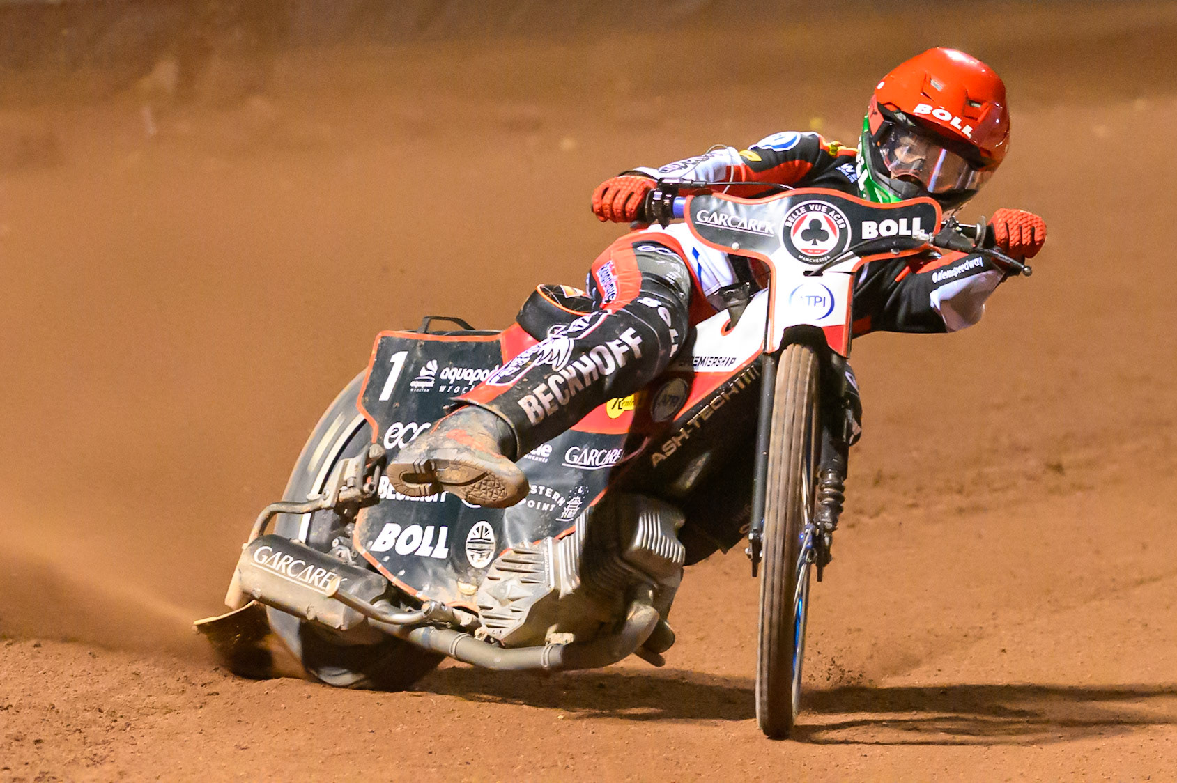 Brady Kurtz of Belle Vue Aces in action during the Rowe Motor Oil Premiership match between Belle Vue Aces and Sheffield Tigers at the National Speedway Stadium, Manchester on Monday 14th September 2026. (Photo: Ian Charles | MI News)
