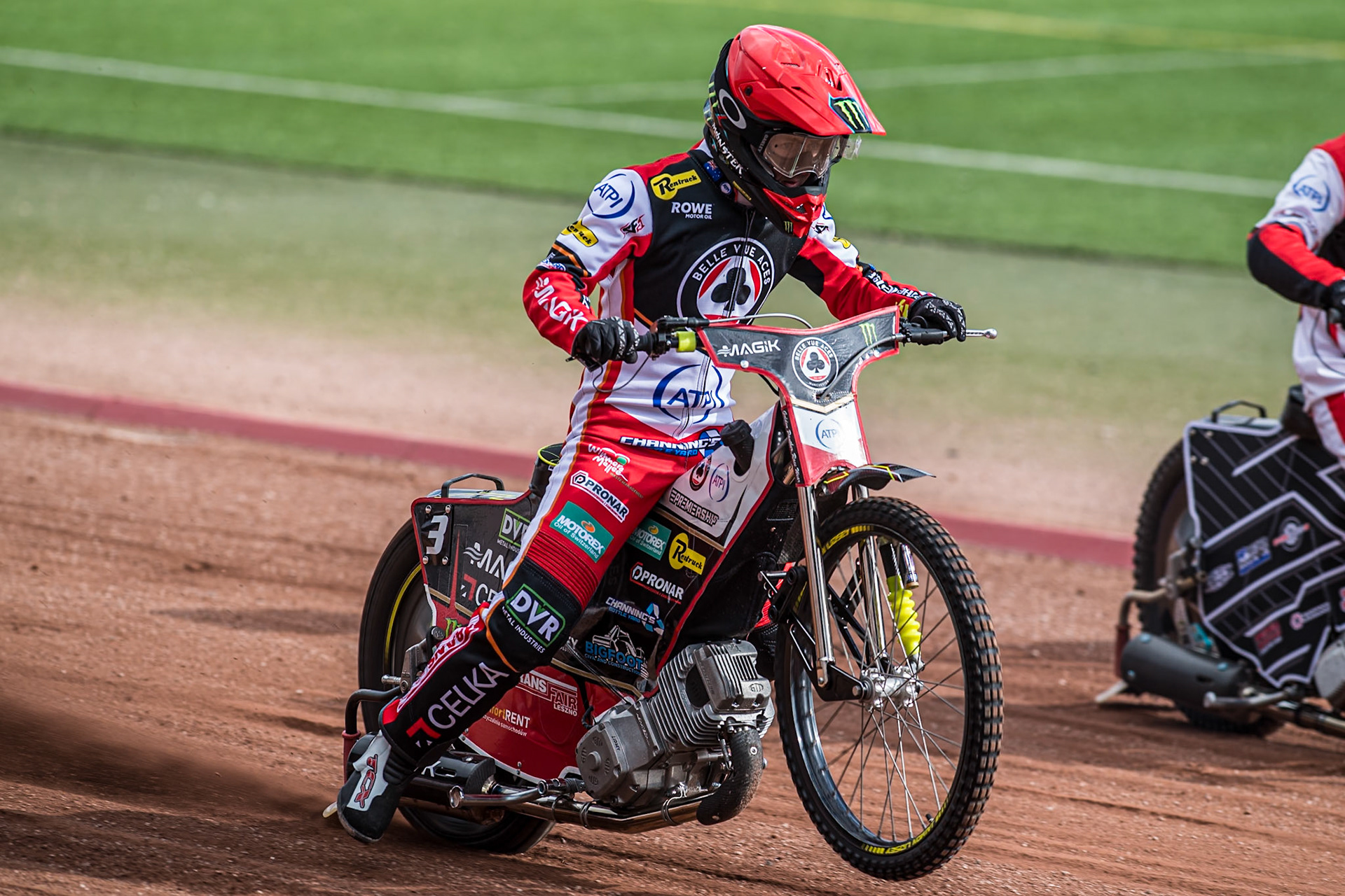 Jaimon Lidsey does a practice start during the Belle Vue Aces Media Day at the National Speedway Stadium, Manchester on Wednesday 12th March 2025. (Photo: Ian Charles | MI News)