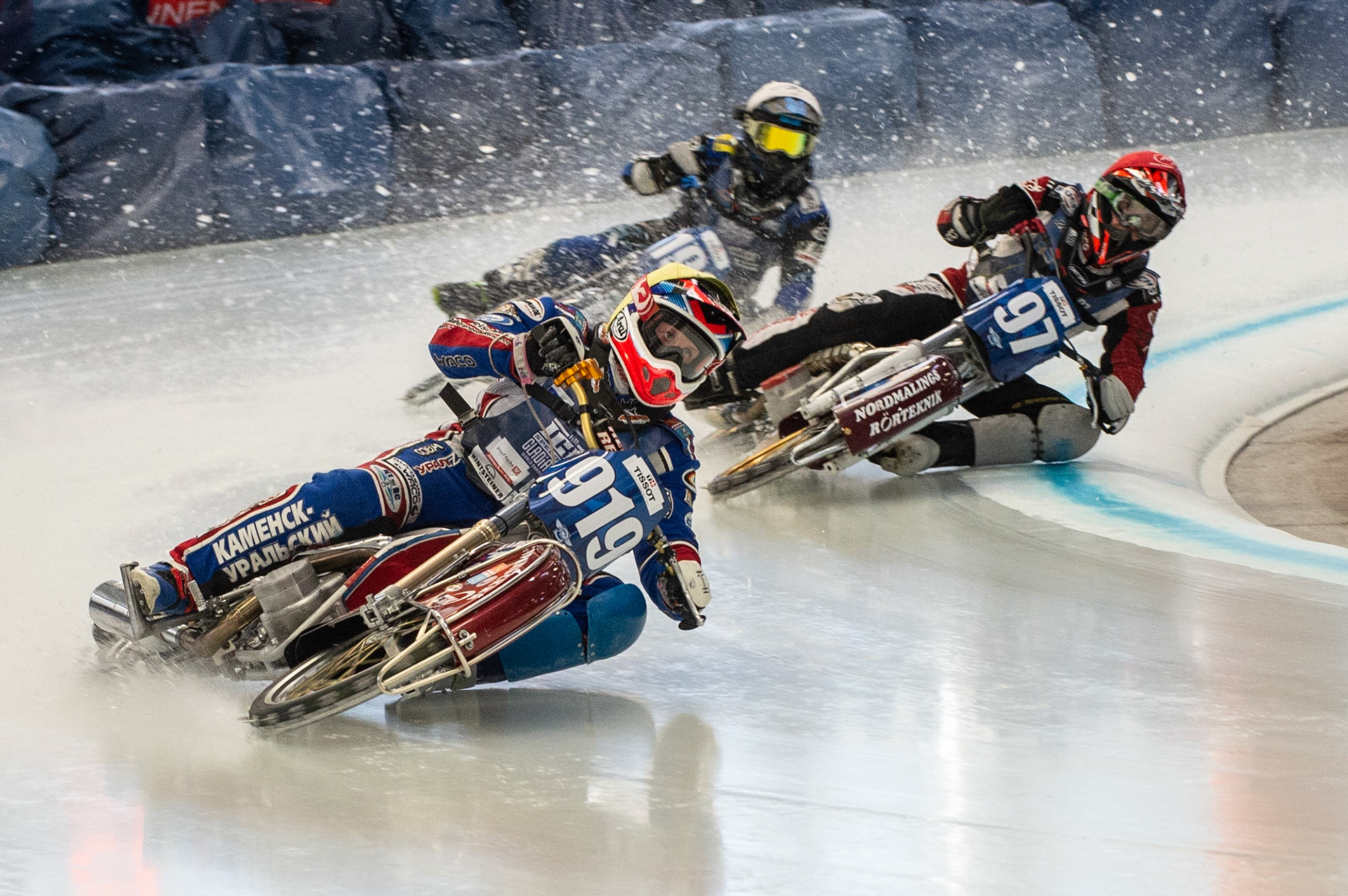 Photo: Ian Charles

Dmitri Khomitsevich (919) leads Ove Ledström (97) and Niclas Svensson (192) 

FIM Ice Speedway Gladiators World Championship, Event 4.2, Max-Aicher-Arena, Inzell, Germany, Sunday 17 March 2019