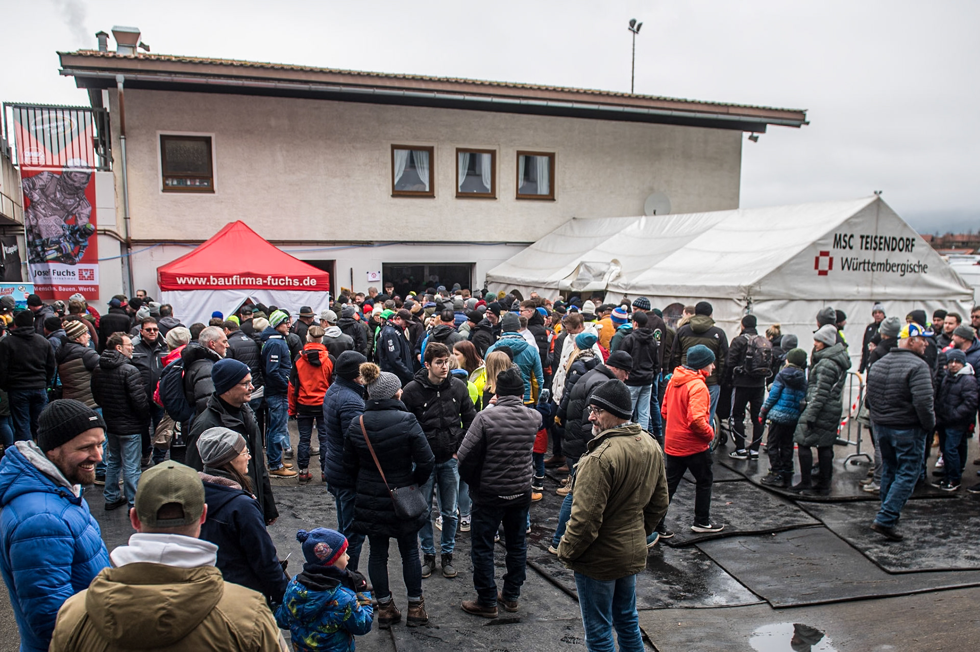Fans get into the paddock before the meeting during the Ice Speedway Gladiators World Championship Final 2 at Max-Aicher-Arena, Inzell on Sunday 16th March 2025. (Photo: Ian Charles | MI News)
