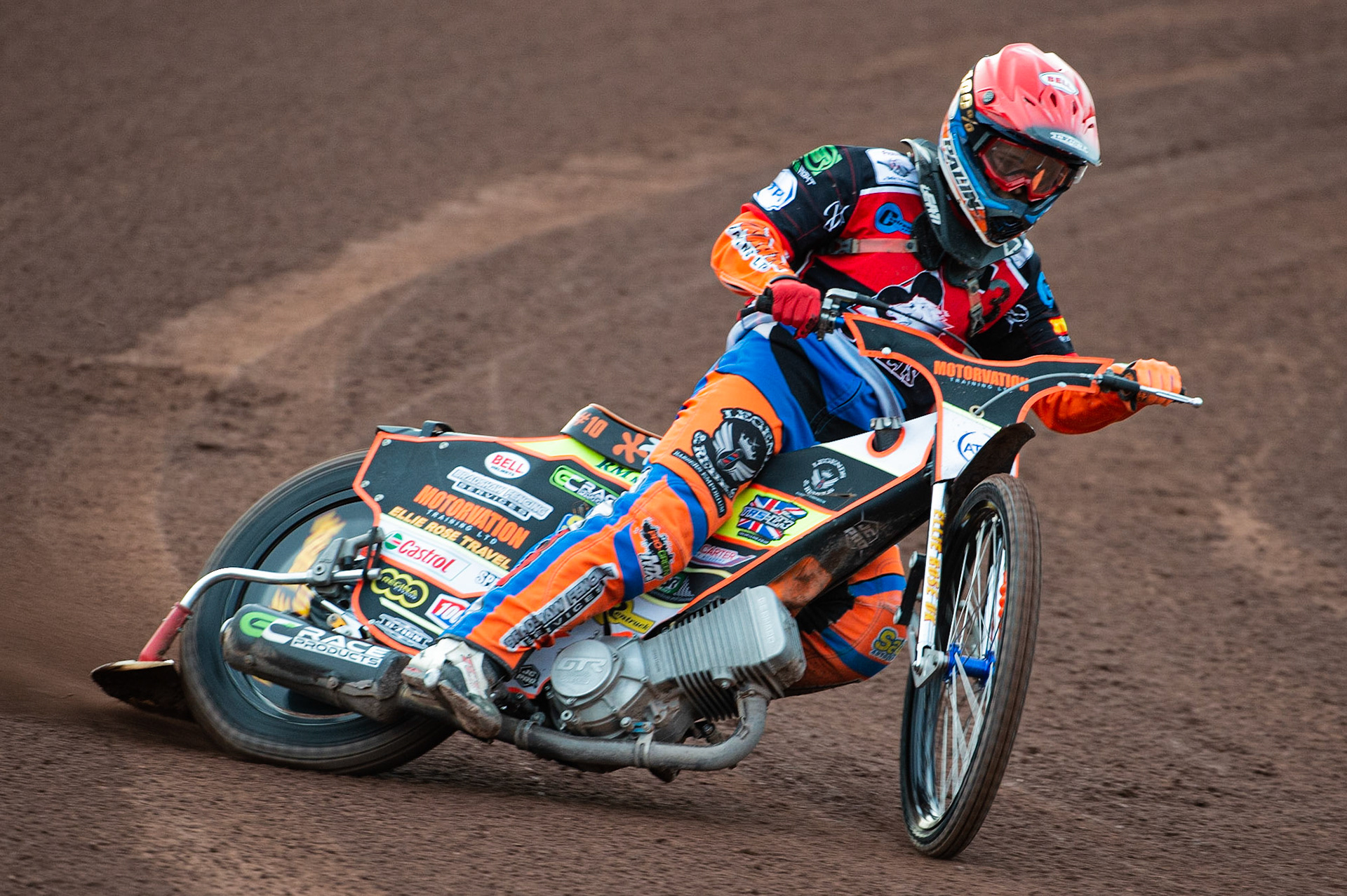 Photo: Ian Charles

Jordan Palin  in action 

Belle Vue Colts v Leicester Cubs, SGB National League, Belle Vue National Speedway Stadium, Manchester, Thursday 8  August  2019