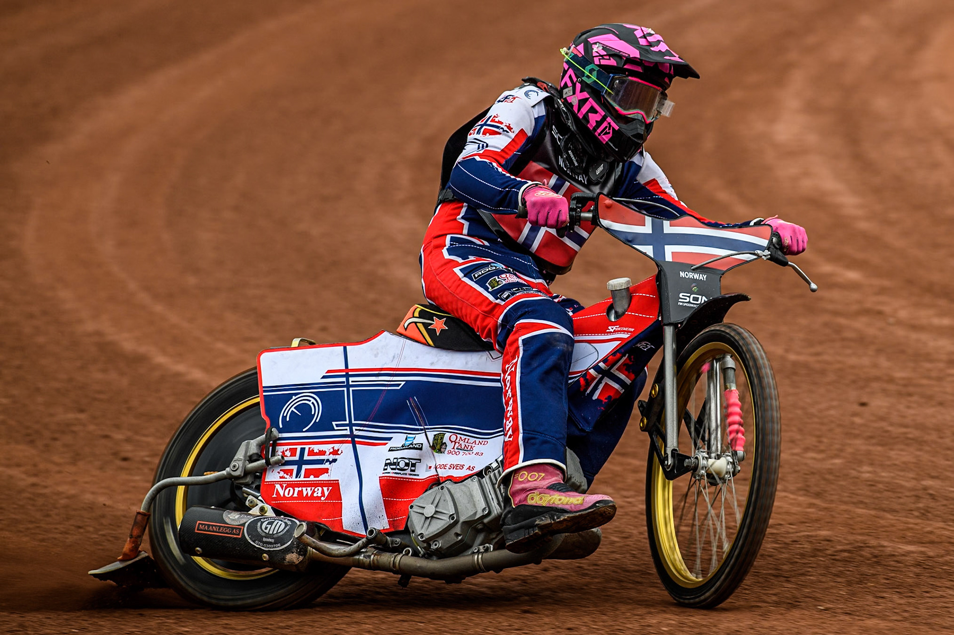 Glenn Moi of Norway practices during the Monster Energy FIM Speedway of Nation Semi Final 2 at the National Speedway Stadium, Manchester on Wednesday 10th July 2024. (Photo: Ian Charles | MI News)