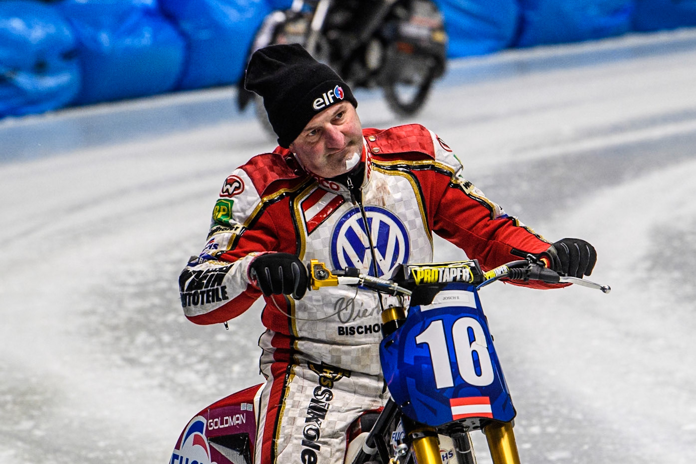 Reserve Josef Kreuzberger (18) of Austria during the Ice Speedway Gladiators World Championship Final 1 at Max-Aicher-Arena, Inzell on Saturday 15th March 2025. (Photo: Ian Charles | MI News)