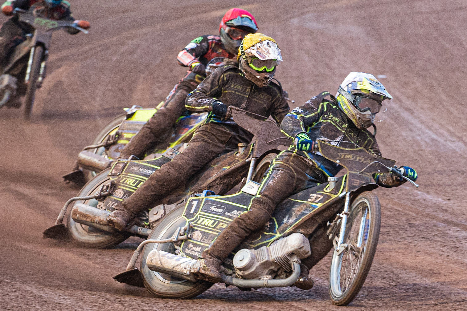 Photo by Ian Charles

Chris Harris (White) leads Danny King  (Yellow) and Kenneth Bjerre  (Red)


Belle Vue Aces v Ipswich Witches, British Speedway Premiership, Belle Vue National Speedway Stadium, Manchester, Monday 8  July  2019