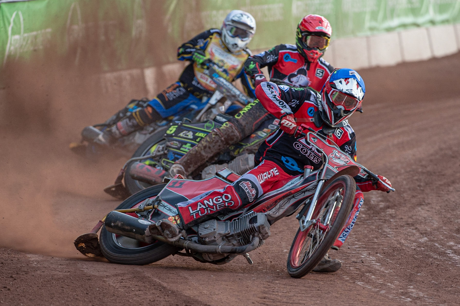 Photo: Ian Charles

Connor Bailey  (Blue) leads Kyle Bickley  (Red) and Scott Campos 

Belle Vue Colts v Isle Of Wight Warriors, SGB National League KO Cup Quarter Final 1st Leg, Belle Vue National Speedway Stadium, Manchester, Monday 22  July  2019