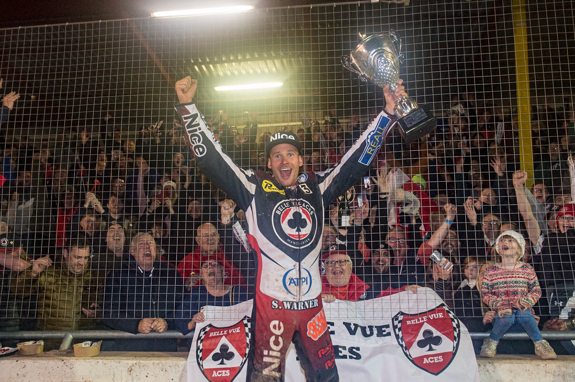 Matej Zagar  with the trophy during the SGB Premiership Grand Final 2nd Leg between Sheffield Tigers and Belle Vue Aces at Owlerton Stadium, Sheffield on Thursday 13th October 2022. (Credit: Ian Charles | MI News)