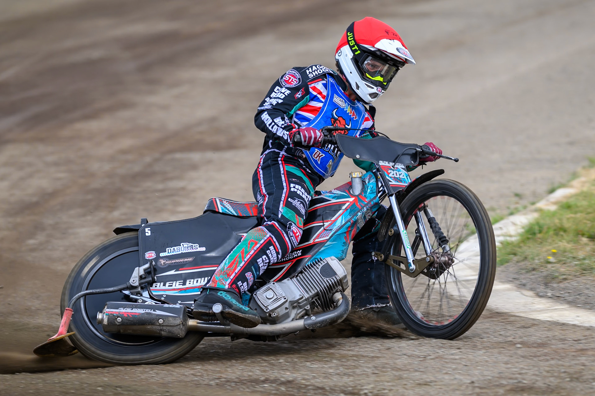 Alfie Bowtell of Buxton Bulls in action during the WSRA National Development League match  between Buxton Bulls and Middlesborough Tigers at Hi-Edge Speedway, Buxton on Sunday 16th August 2026. (Photo: Ian Charles | MI News)