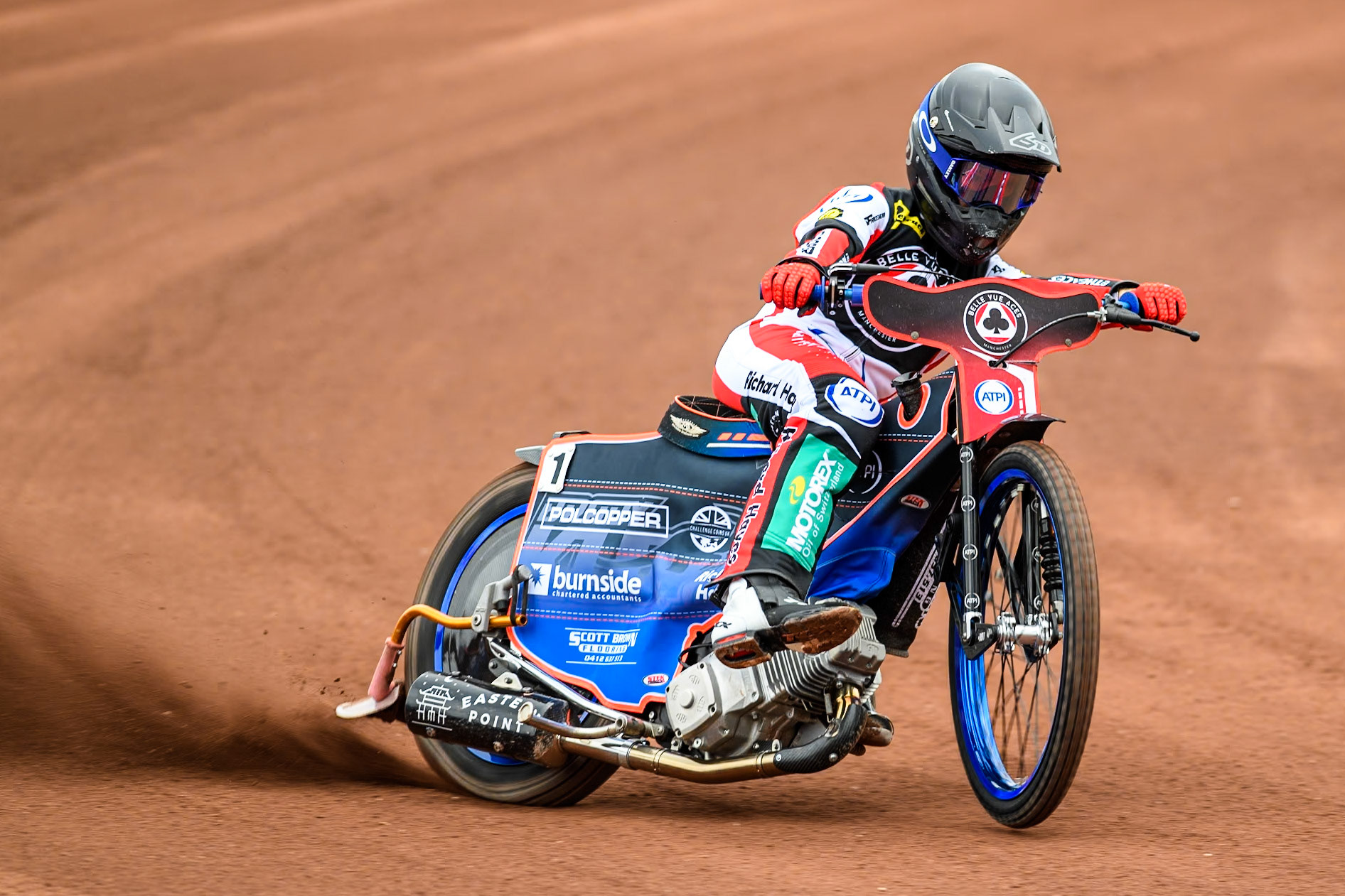 Belle Vue Aces' rider Brady Kurtz in action during the Belle Vue Aces Media Day at the National Speedway Stadium, Manchester on Monday 11th March 2024. (Photo: Ian Charles | MI News)