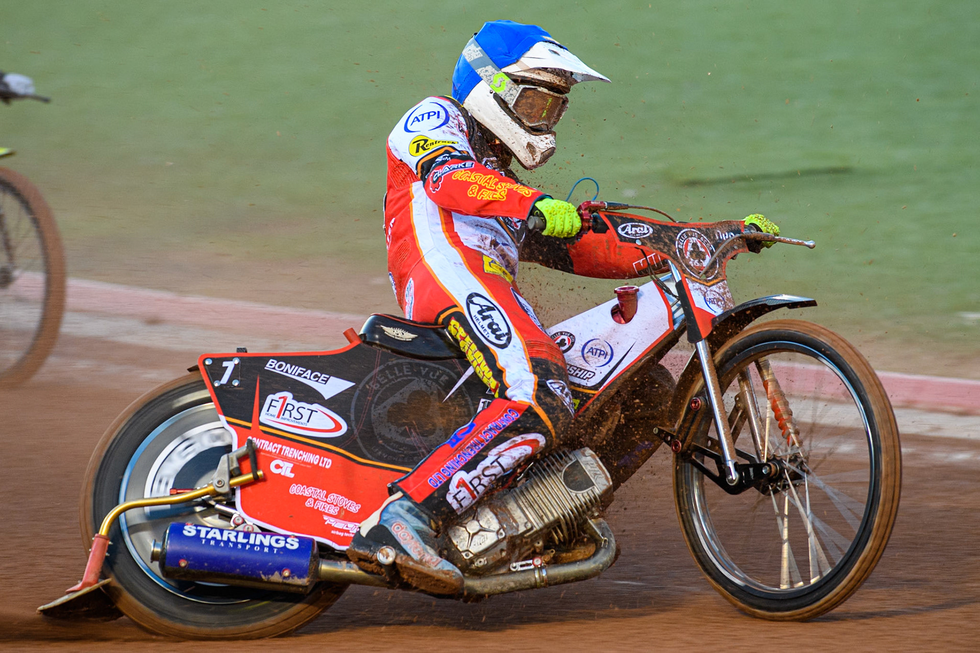 Jake Mulford of Belle Vue Aces in action during the Rowe Motor Oil Premiership match between Belle Vue Aces and King's Lynn Stars at the National Speedway Stadium, Manchester on Monday 5th April 2025. (Photo: Ian Charles | MI News)