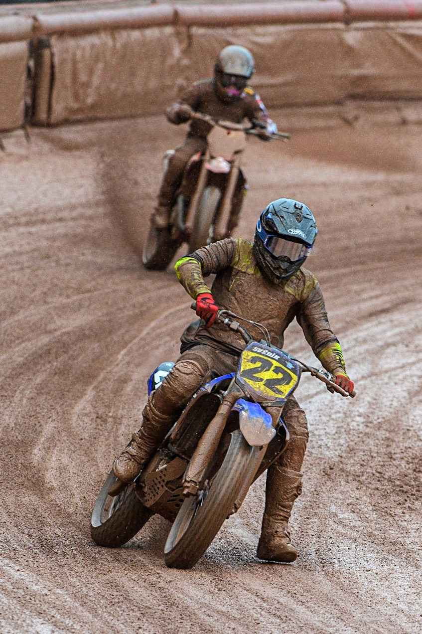 Ondřej Svědík (22) from Czech Rep. in action during the FIM World Flat Track Championship Round 1 at the National Speedway Stadium, Manchester on Saturday 5th August 2023. (Photo: Ian Charles | MI News)