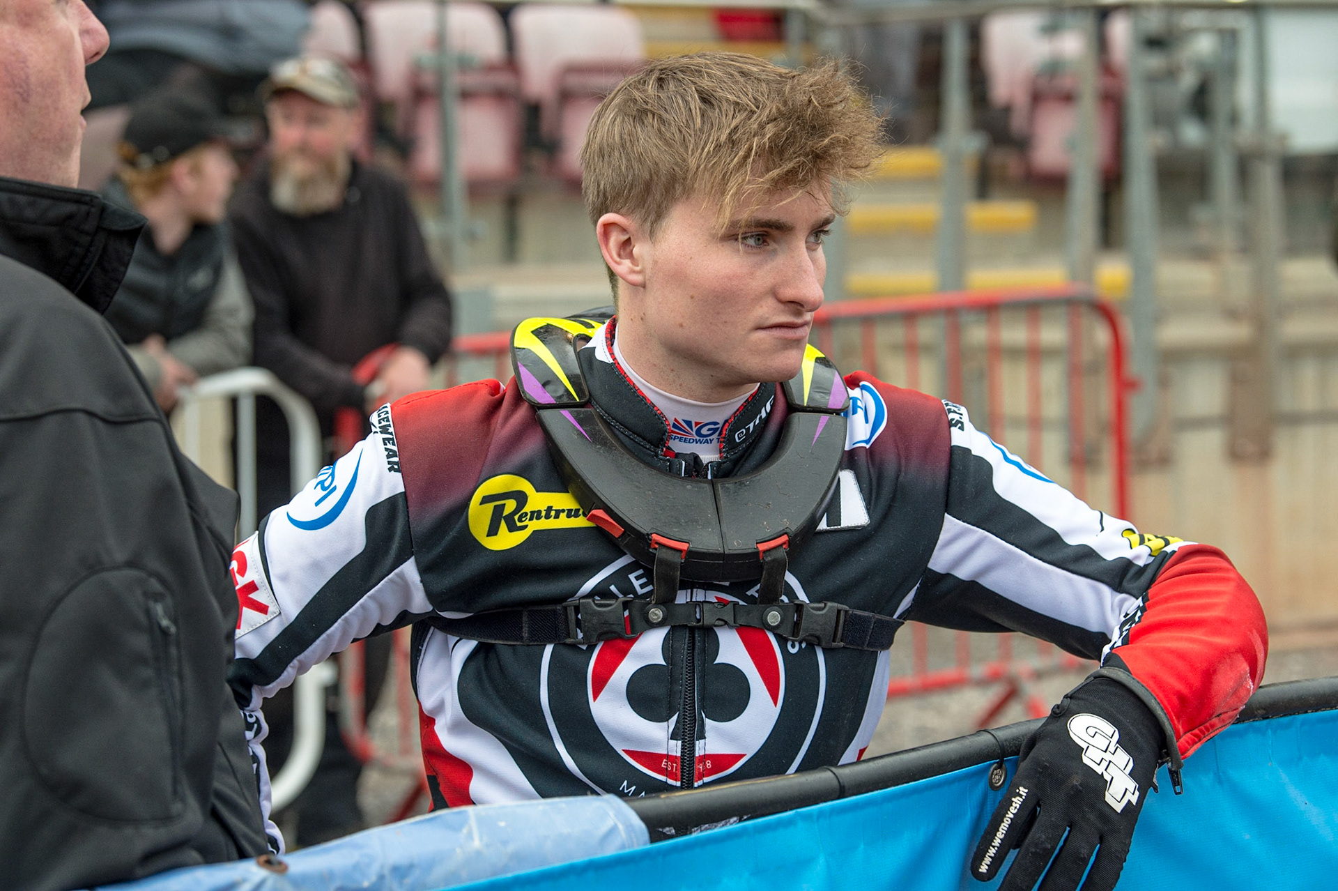 MANCHESTER, UK. JUN 13TH Tom Brennan  watches the track prep during the SGB Premiership match between Belle Vue Aces and Wolverhampton  Wolves at the National Speedway Stadium, Manchester on Monday 13th June 2022. (Credit: Ian Charles | MI News)