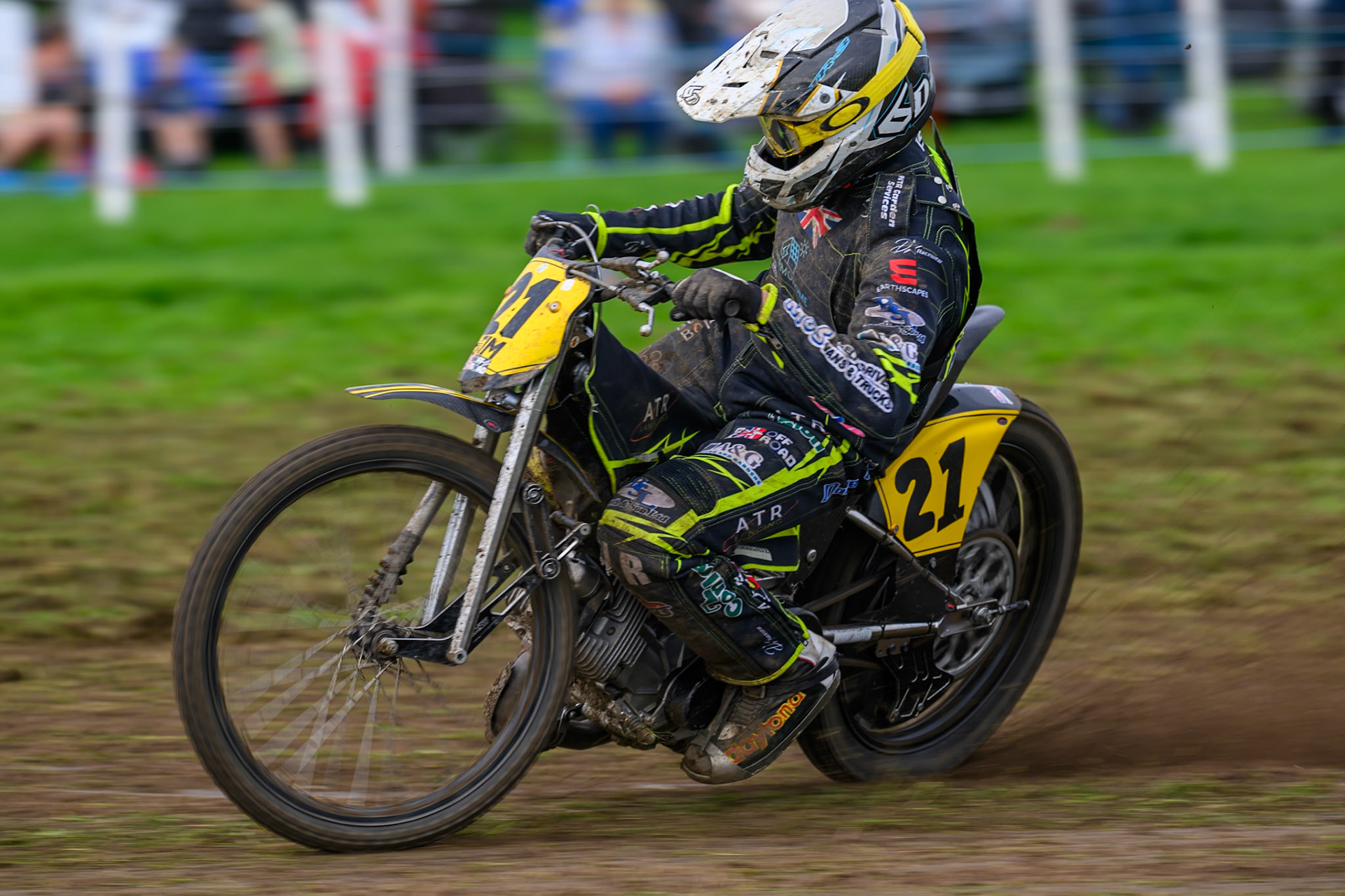 British Masters (Solos): Darryl Ritchings (21) during the British Masters Grasstrack Championship at Lower Marsh Farm, Much Hoole, Preston in Lancashire, England on Sunday 13th September 2026. (Photo: Ian Charles | MI News)