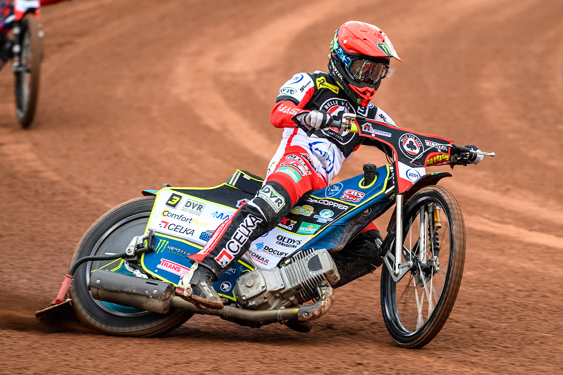 Belle Vue Aces' Jaimon Lidsey  in action during the Rowe Motor Oil Premiership match between Belle Vue Aces and Ipswich Witches at the National Speedway Stadium, Manchester on Monday 1st July 2024. (Photo: Ian Charles | MI News)