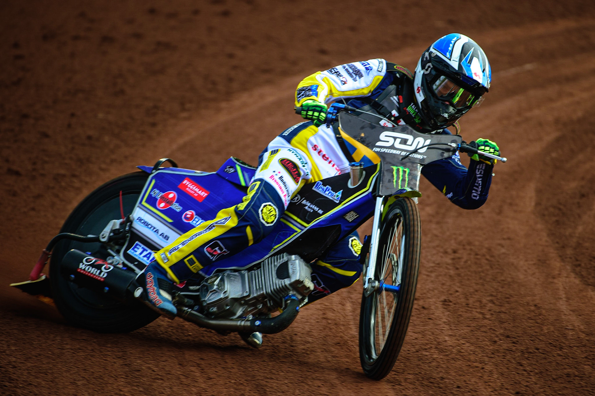 MANCHESTER, UK. OCT 16TH Pontus Aspgren of Sweden Practices during the Monster Energy FIM Speedway of Nations at the National Speedway Stadium, Manchester on Saturday  16th October 2021. (Credit: Ian Charles | MI News)