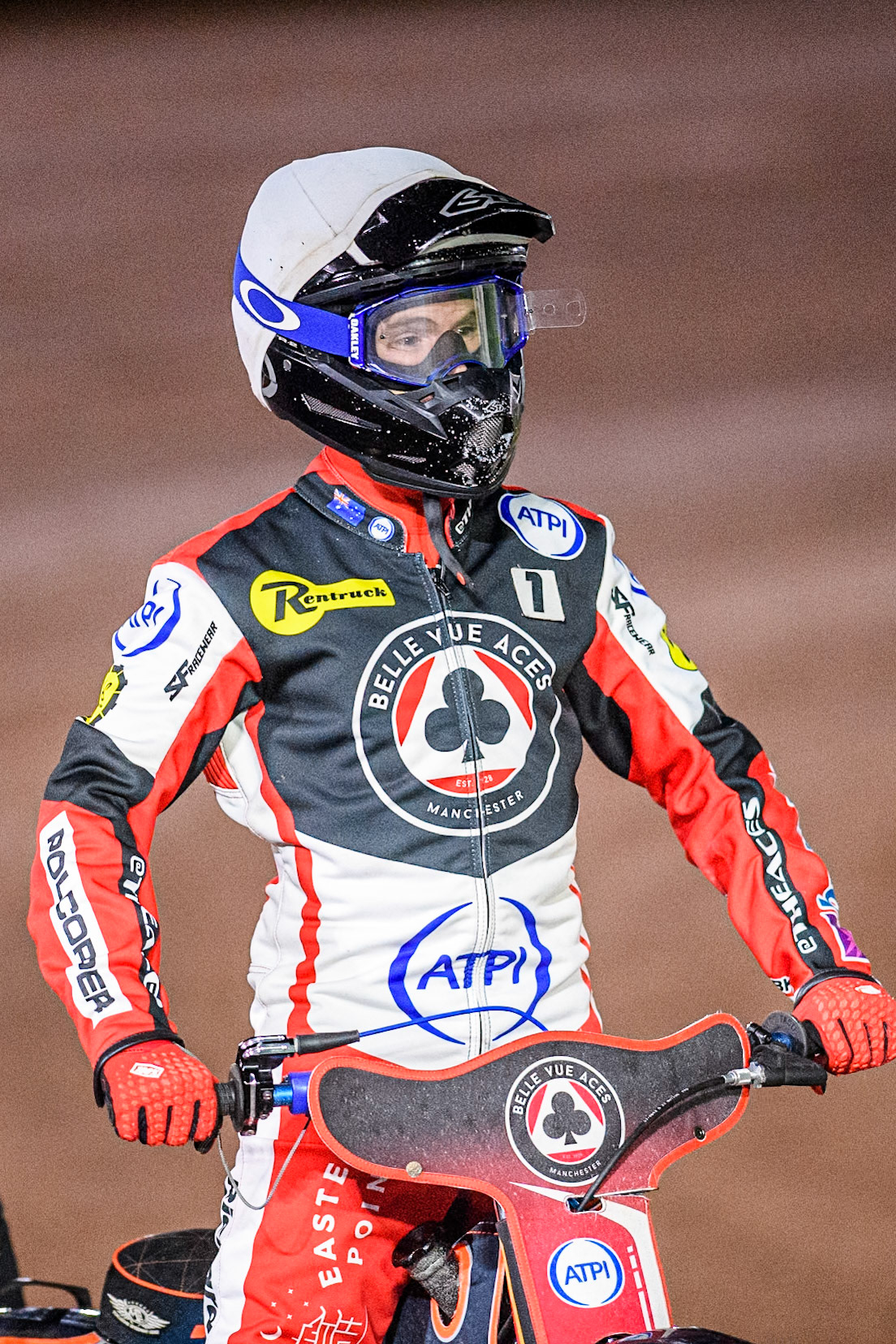 Belle Vue Aces' Brady Kurtz during the Rowe Motor Oil Premiership Grand Final 2nd Leg between Leicester Lions and Belle Vue Aces at the Pidcock Motorcycles Arena, Leicester on Thursday 26th September 2024. (Photo: Ian Charles | MI News)