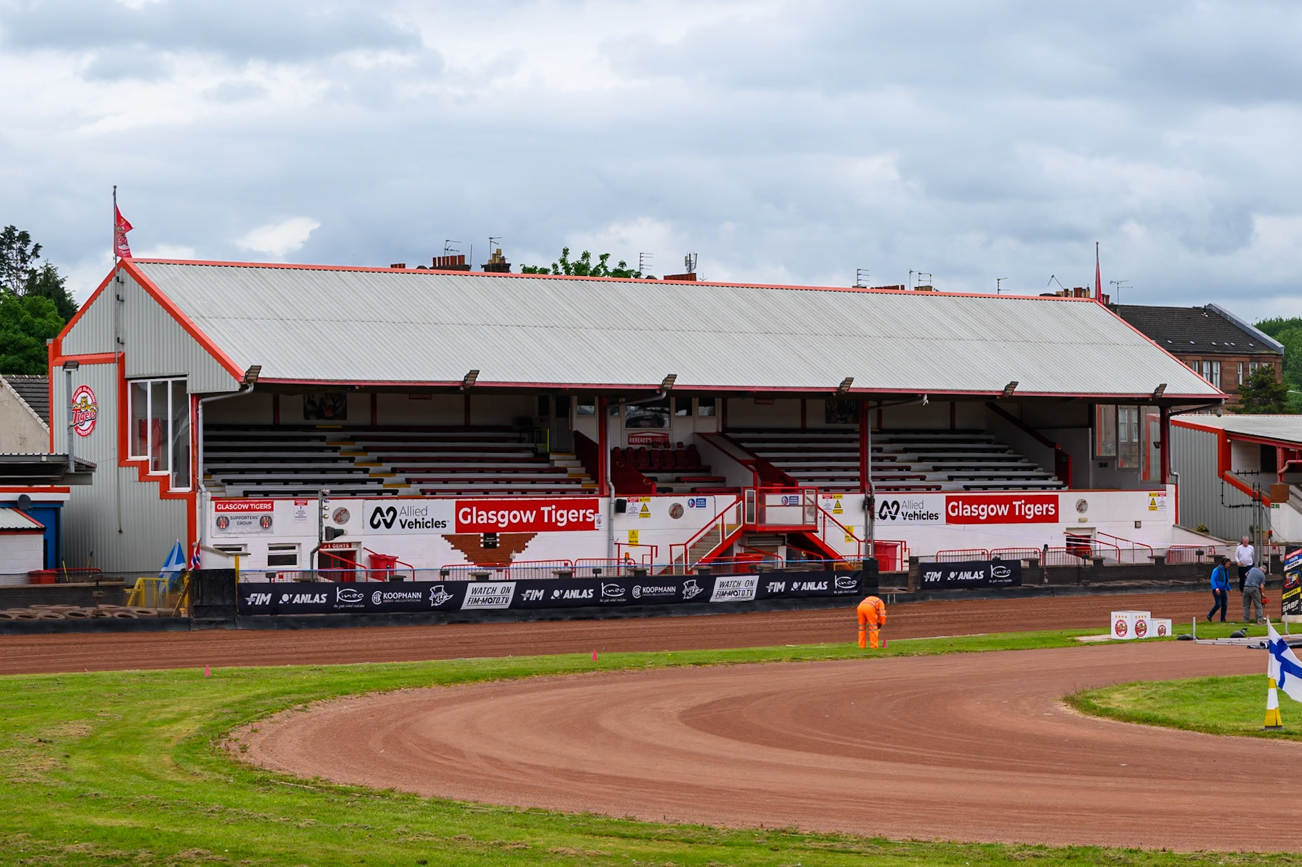 The Main stand at Glasgow Speedway during the Speedway GP Qualifying Round 3 at Allied Ashfield Stadium, Glasgow on Saturday 30th May 2026. (Photo: Ian Charles | MI News)