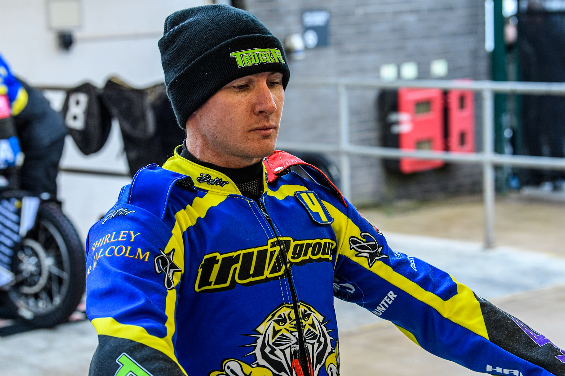 Sheffield Tigers' Josh Pickering during the Rowe Motor Oil Premiership KO Cup Quarter Final 1st Leg between Belle Vue Aces and Sheffield Tigers at the National Speedway Stadium, Manchester on Monday 1st April 2024. (Photo: Ian Charles | MI News)