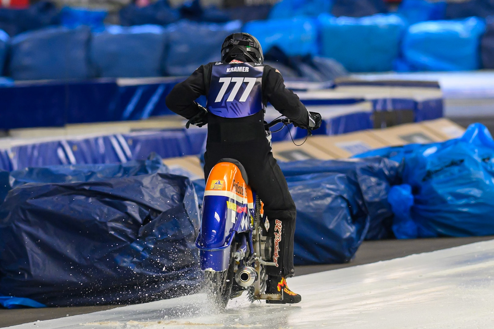 Leon Kramer (777) of The Netherlands does a practice start during Practice for the Ice Speedway Gladiators World Championship Finals at Max-Aicher-Arena, Inzell on Friday 13th March 2026. (Photo: Ian Charles | MI News)