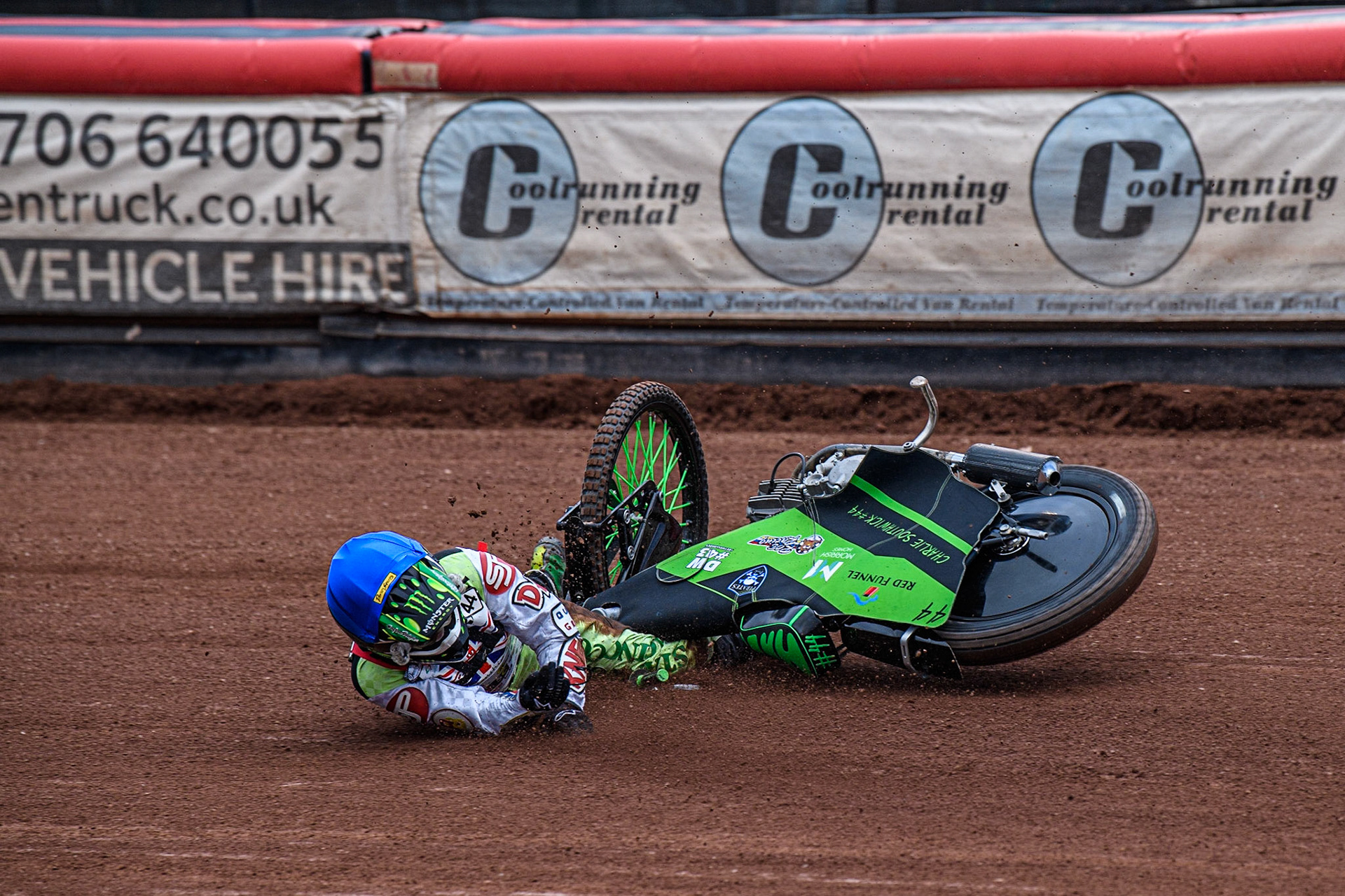 Charlie Southwick  falls during the British Youth Championships at the National Speedway Stadium, Manchester on Friday 12th May 2023. (Photo: Ian Charles | MI News)