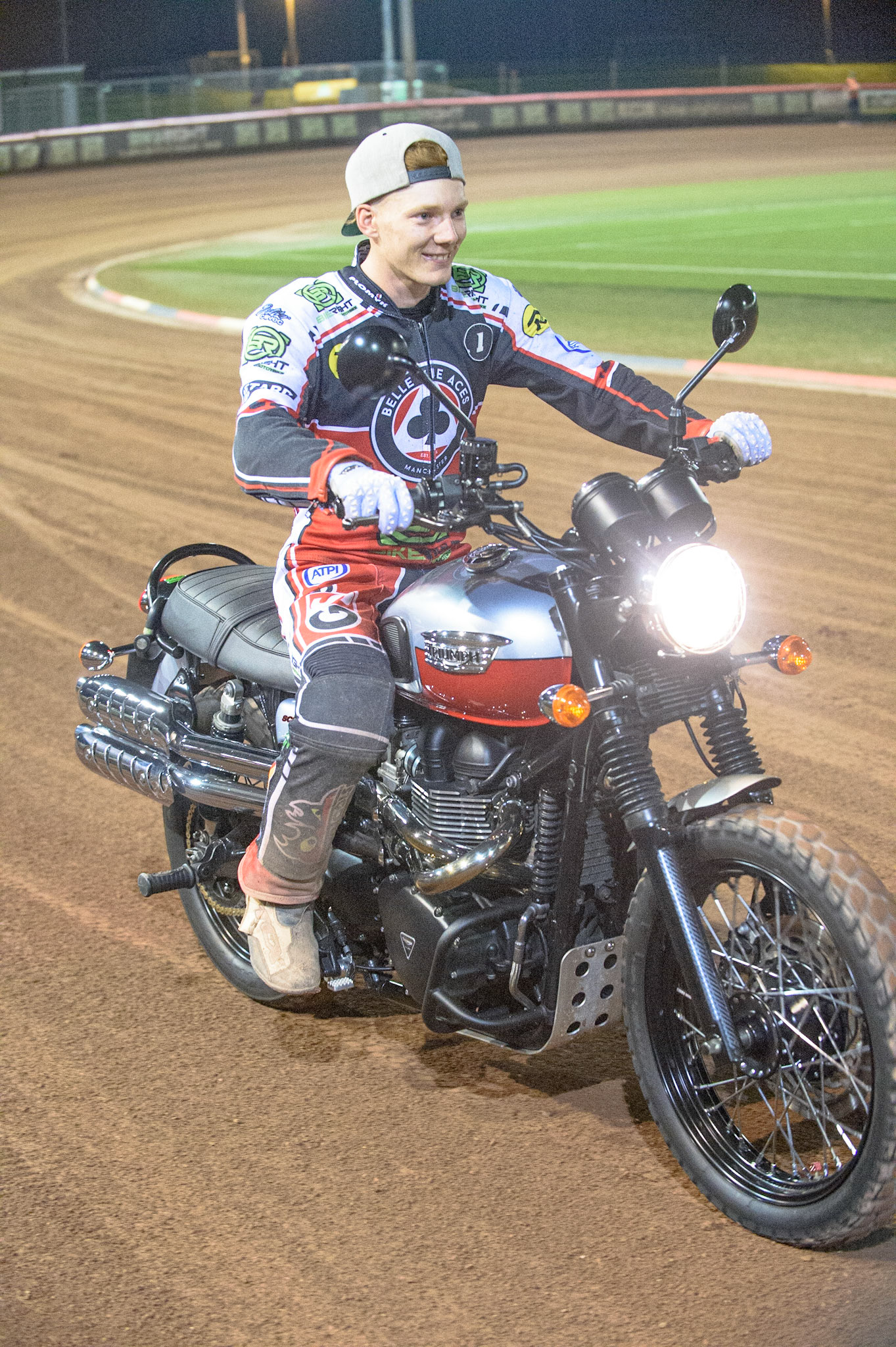 MANCHESTER, UK. SEPT 6TH  Dan Bewley  on one of the Classic Triumphs during the SGB Premiership match between Belle Vue Aces and Sheffield Tigers at the National Speedway Stadium, Manchester on Monday 6th September 2021. (Credit: Ian Charles | MI News)
